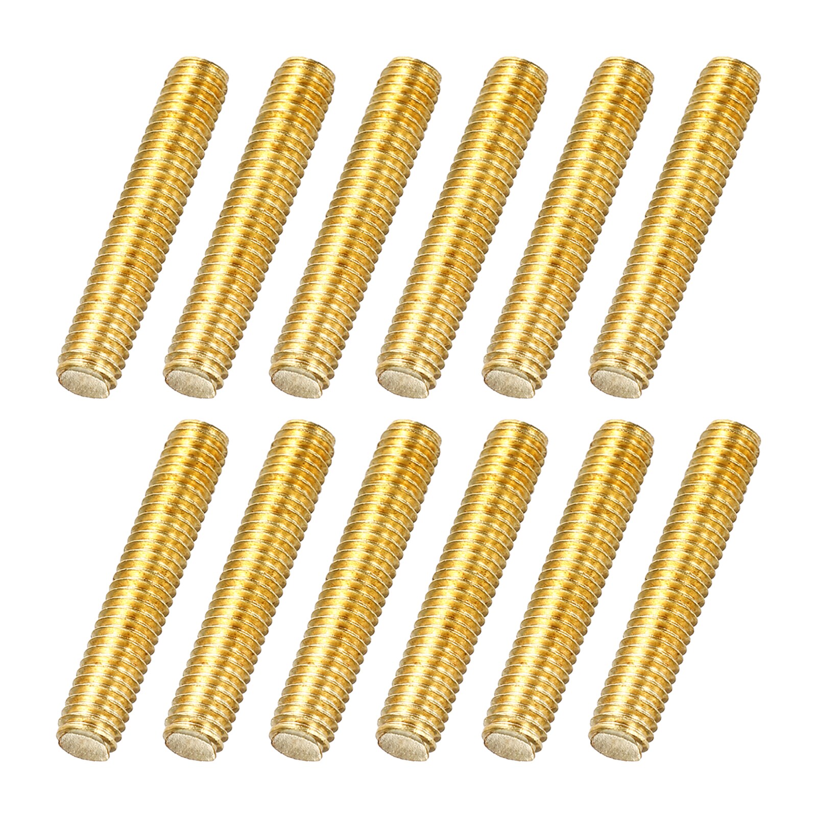 Unique Bargains 12Pack M6x30mm Fully Threaded Rod Brass Right Hand All Thread Screw Studs for Furniture Assembly Fastening 1mm Pitch