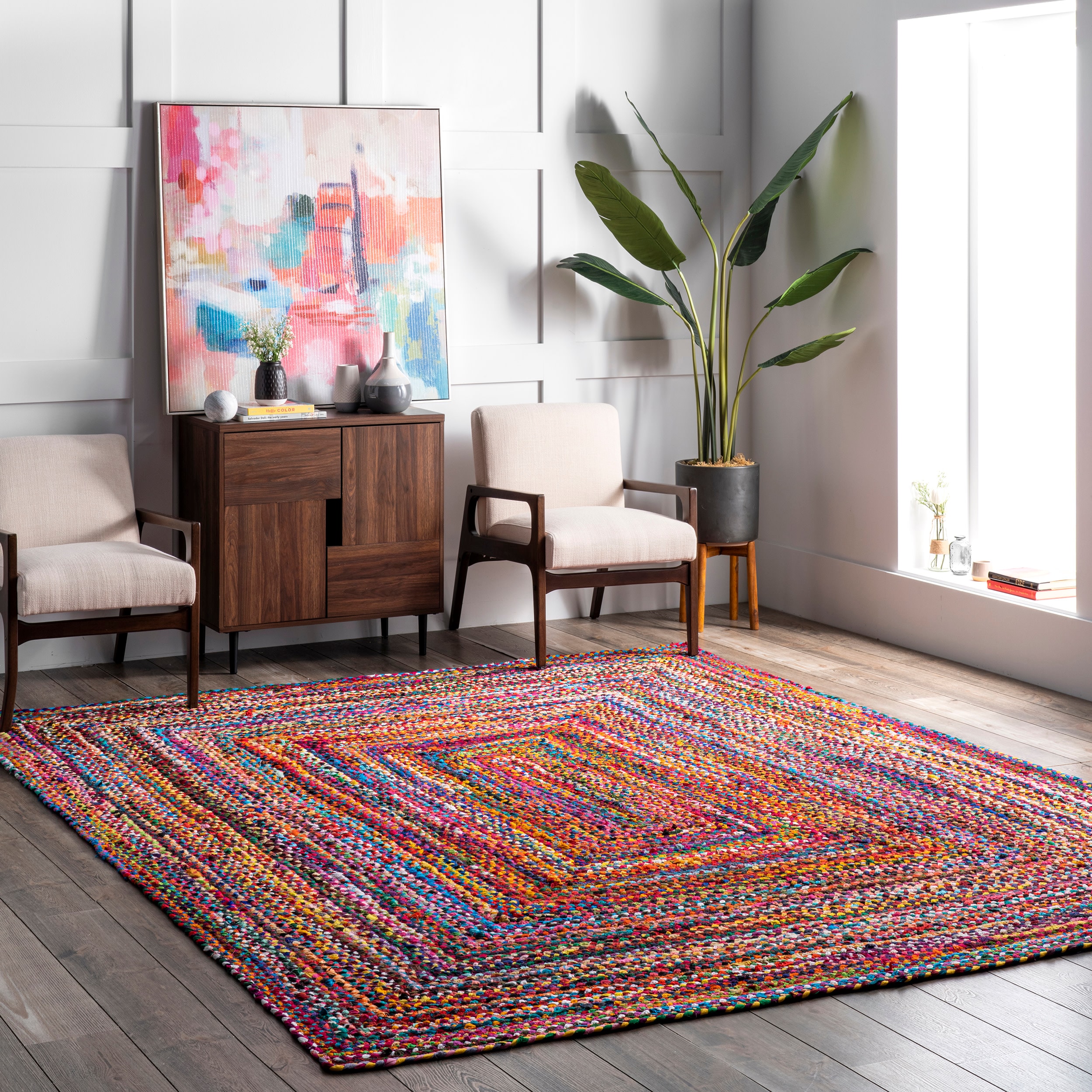 Waterford Handmade Braided Cotton Area Rug In Multicolor
