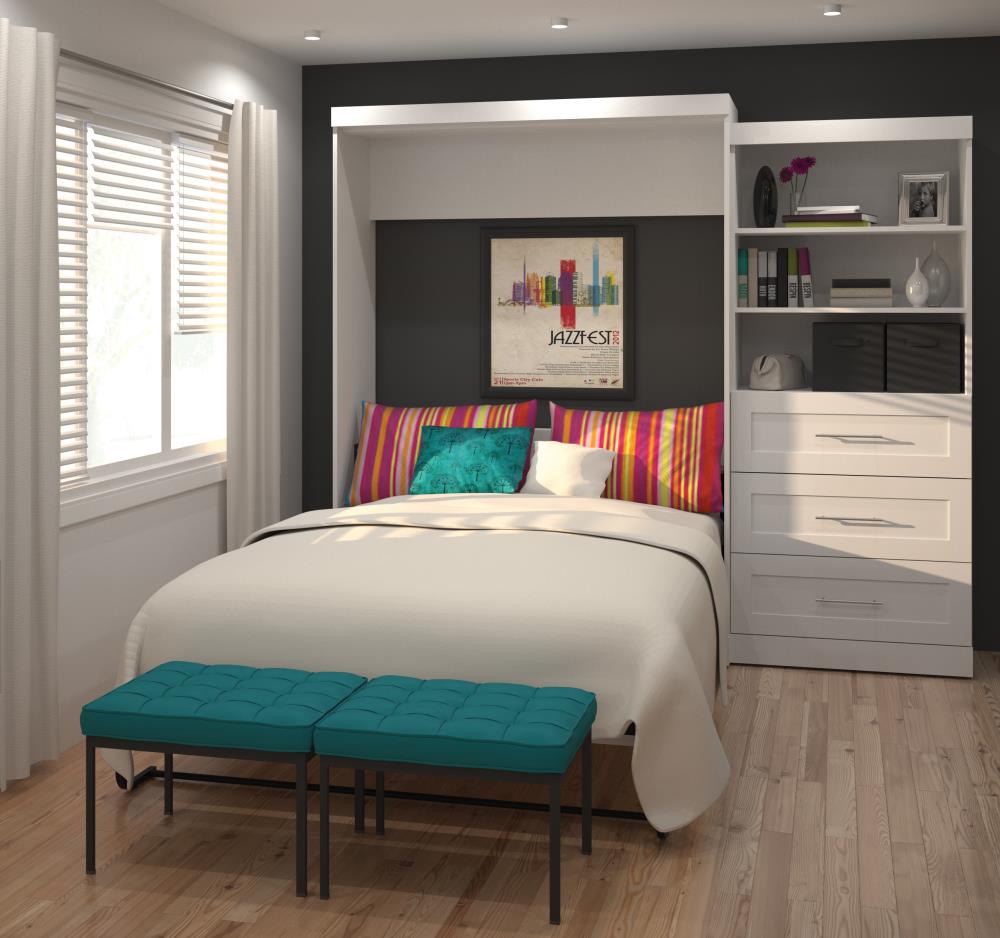 Bestar Pur White Queen Composite Murphy Bed In The Beds Department At ...