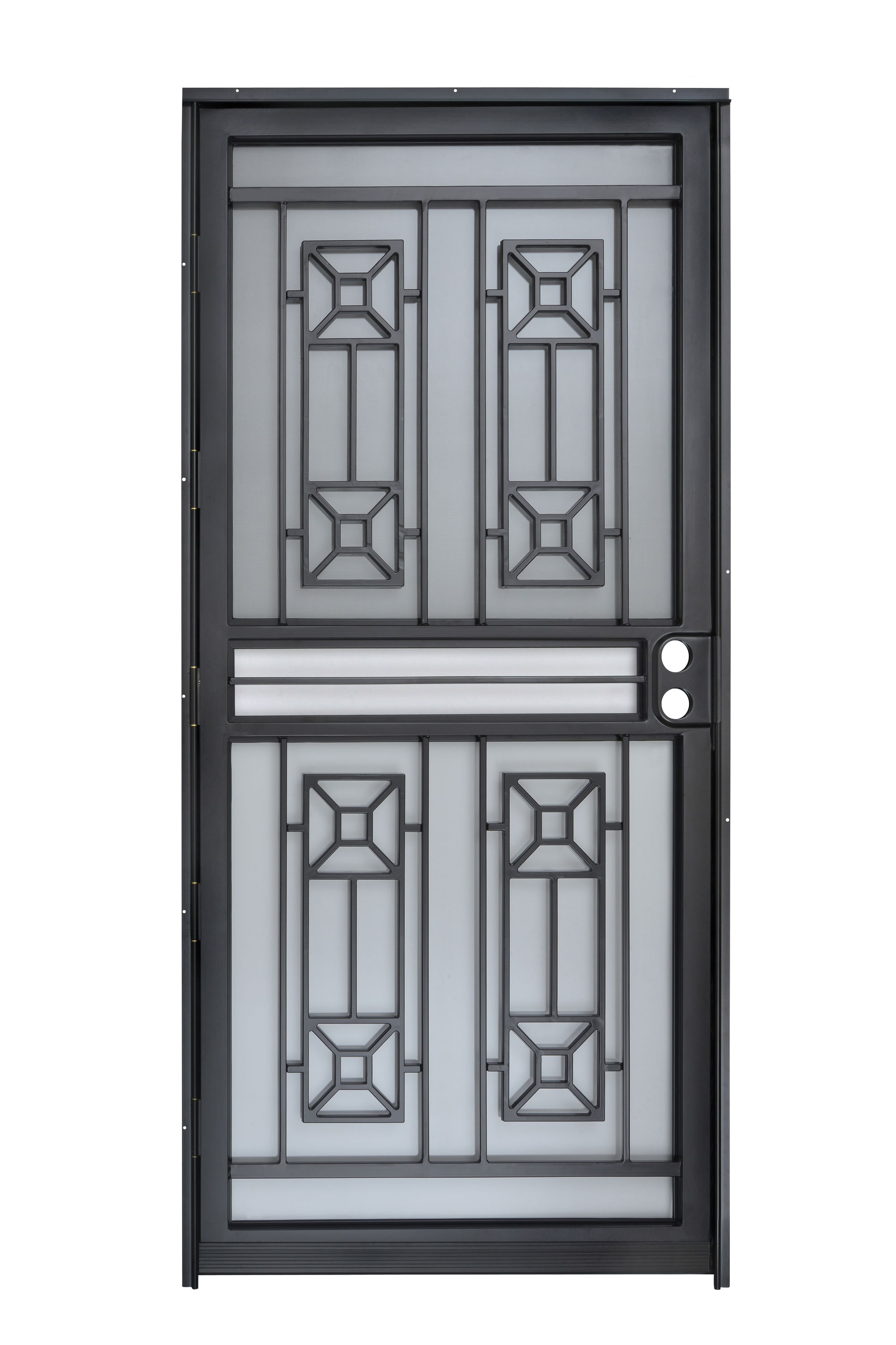 Matrix 36-in x 80-in Black Steel Recessed Mount Security Door with Charcoal Screen Tempered Glass Rubber | - Gatehouse LF617-36-BLK