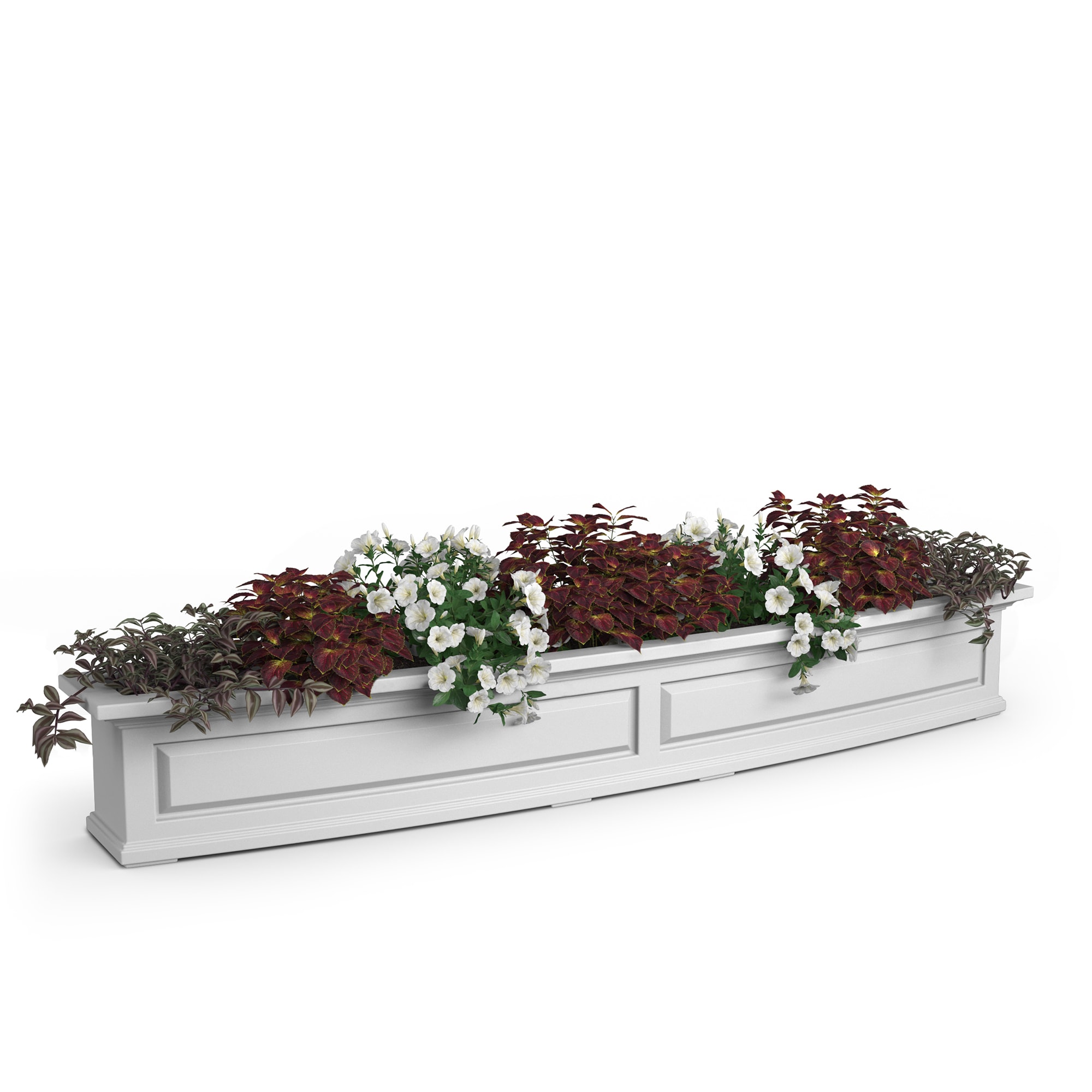 Mayne 4848-W Rectangle 72-Inches W Large White Plastic Outdoor Window box with Drainage Holes with Self Watering