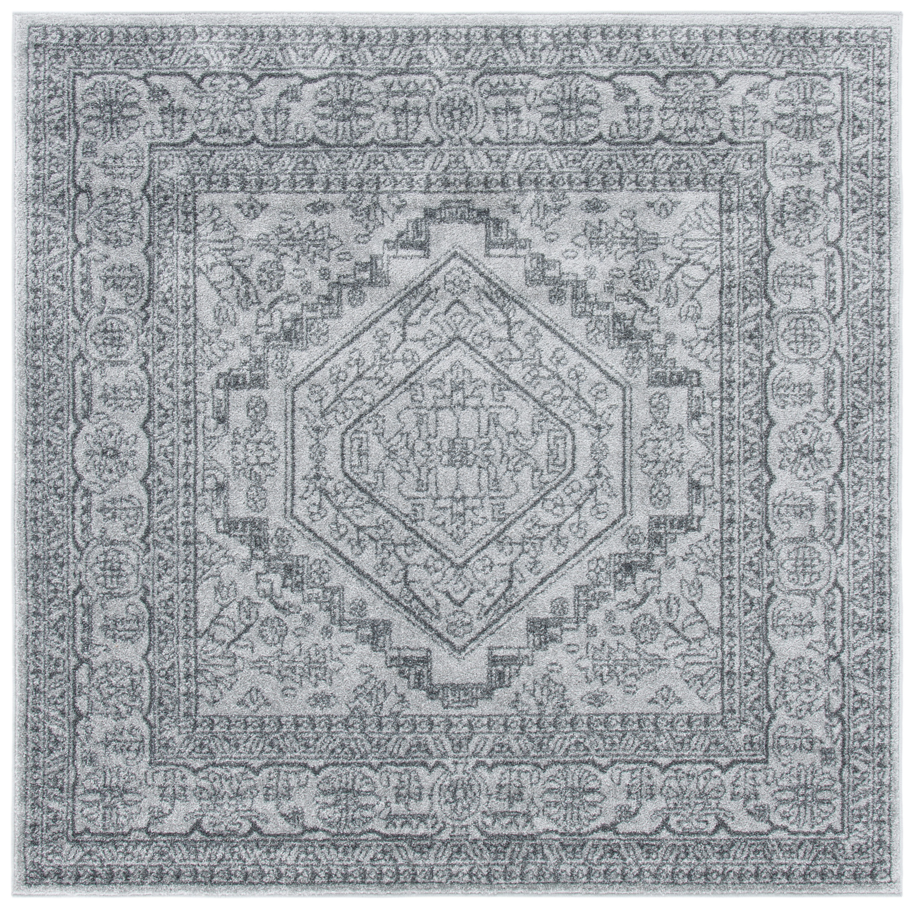 Safavieh ADR108C-6SQ Adirondack 6 x 6 (ft) Loomed Polypropylene Light Gray/Dark Gray Square Indoor Floral/Botanical Vintage Area rug