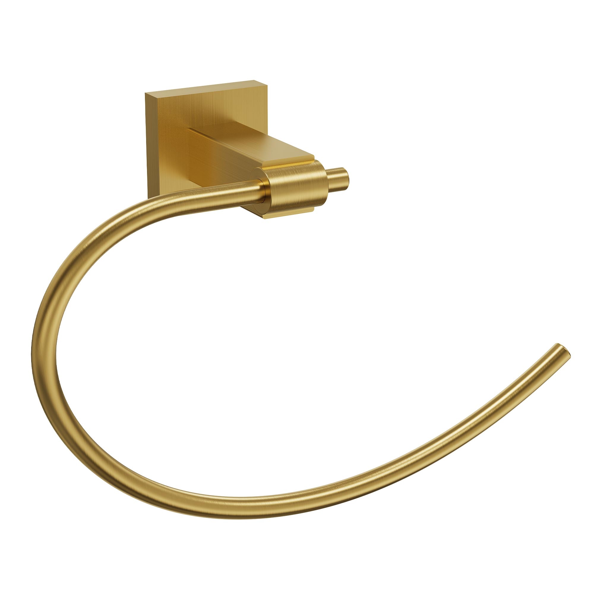 GRANDJOY Brushed Gold Wall-Mounted Single Towel Ring 304 Stainless Steel