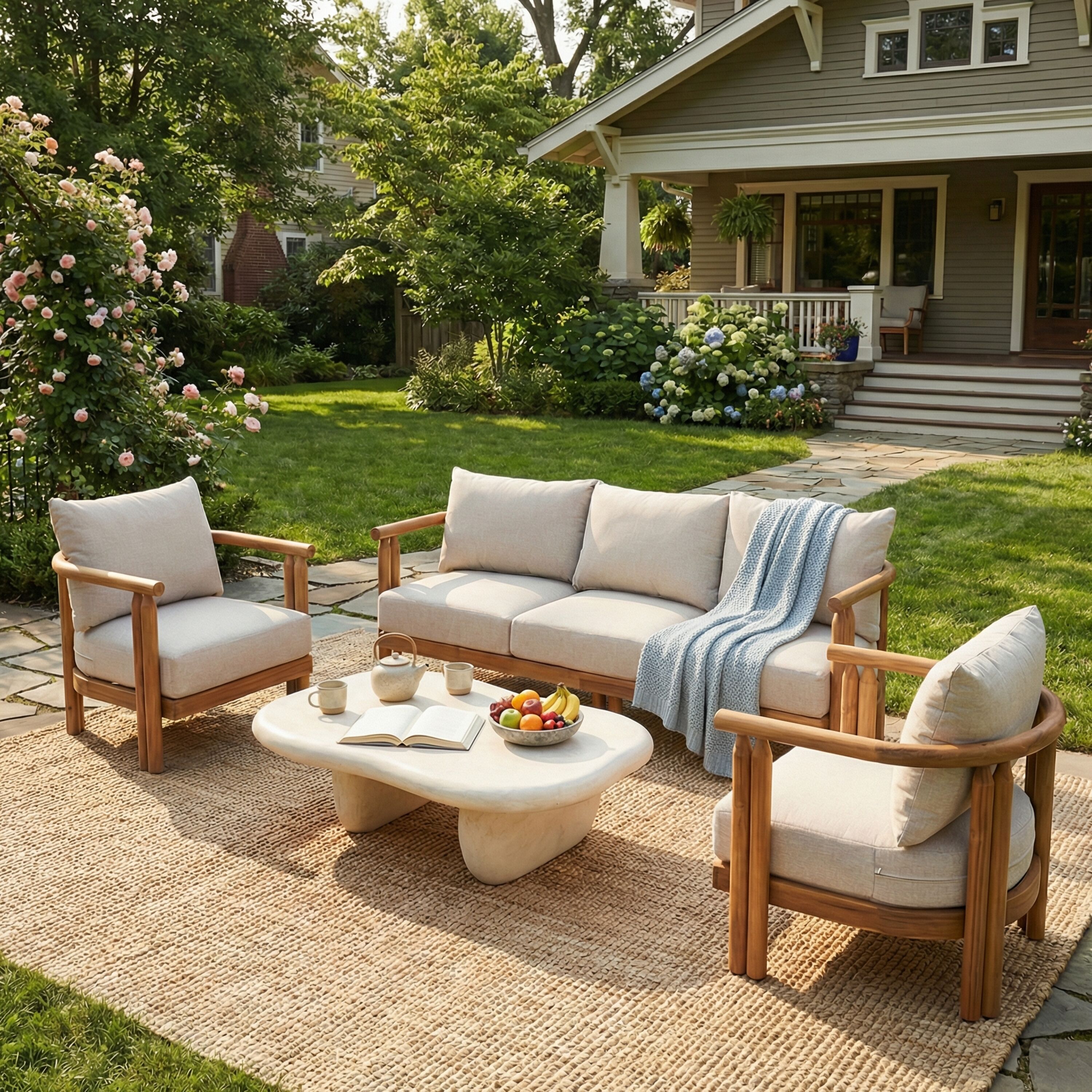 Christopher Knight Home Modern Mid-Century 3-Piece Outdoor Acacia
