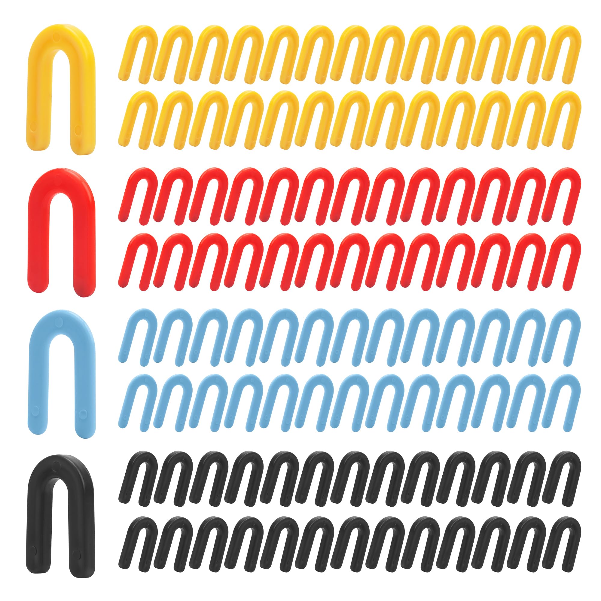 Aoibox 600 Pack Plastic Horseshoe Shims 1/16 in Blue 1/8 in Red 3/16 in Yellow 1/4 in Black 2 x 1.3 in Leveling Tile Window U Shims #LAB0108S11