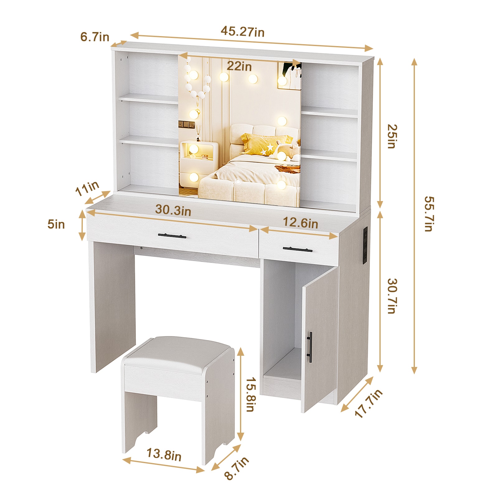 LOVMOR HOLLYWOOD-DESK Bedroom-Vanities - View #4