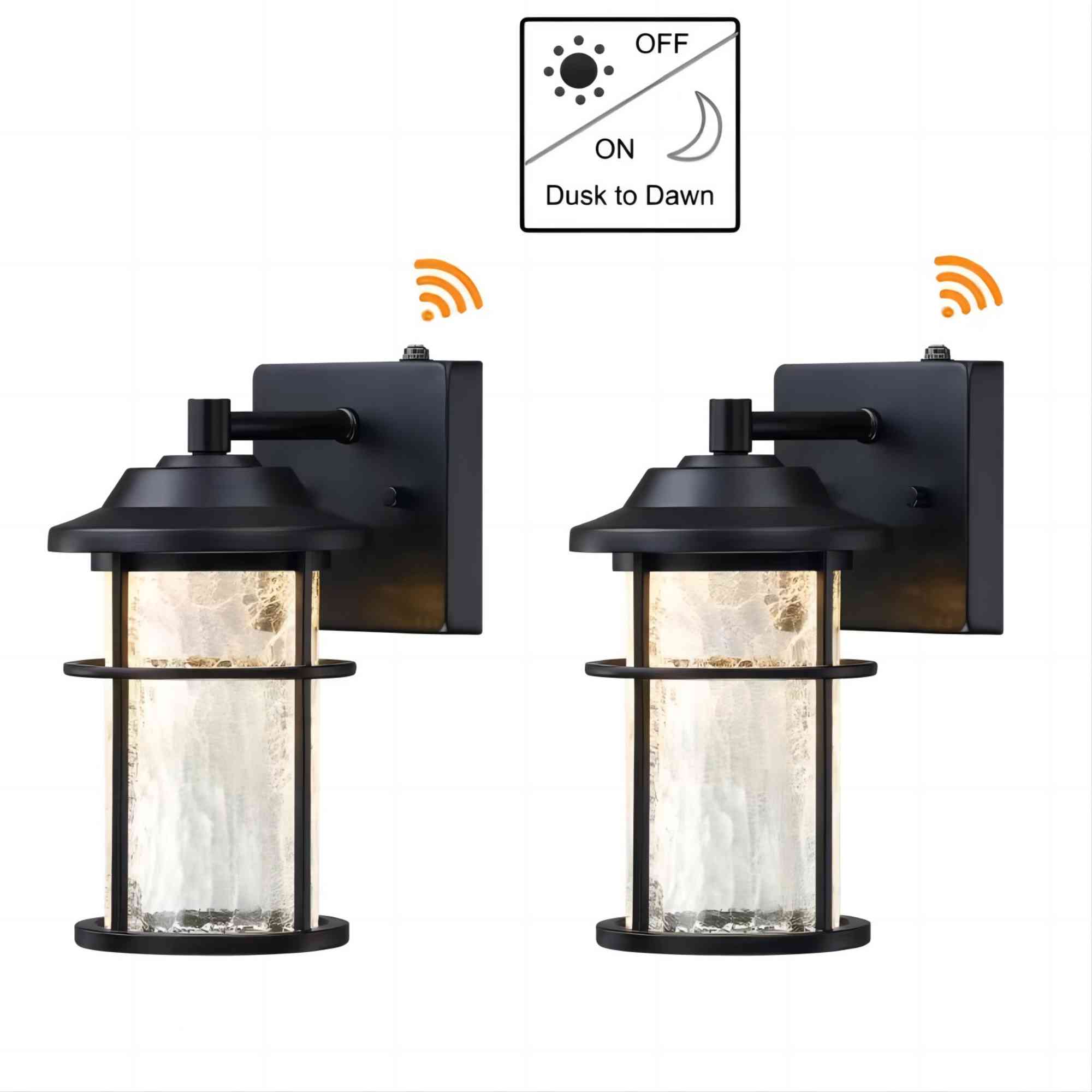 Hukoro 2-Pack 11.21-in H Matte Black Dusk to Dawn Integrated LED 