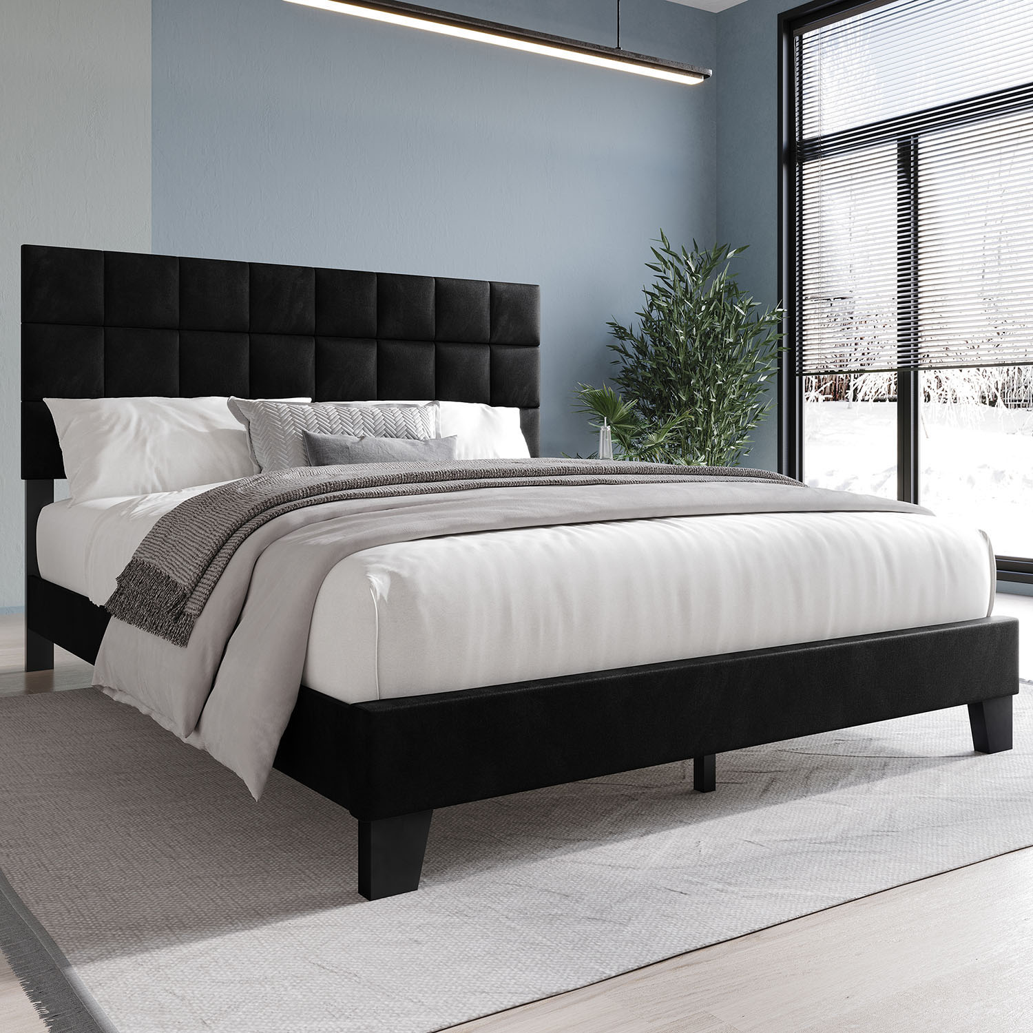 CasePiece C8542QPL-BK-VV Black Queen Wood Platform Bed