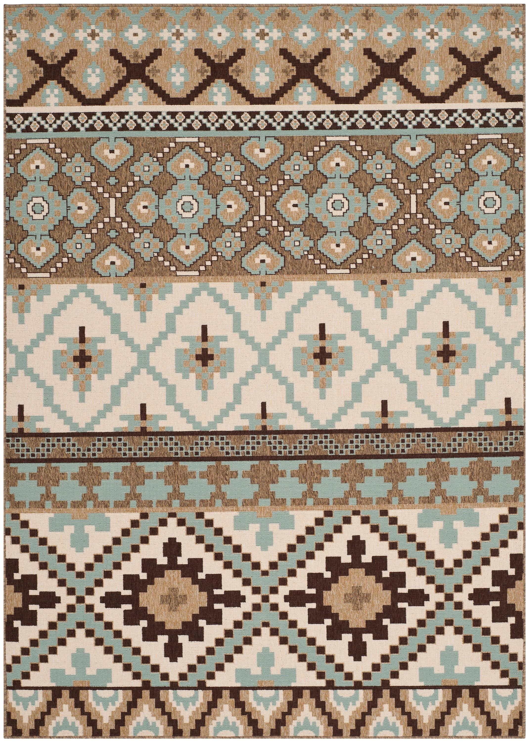 Safavieh VER097-0215-6 Veranda Srbislava 7 x 10 (ft) Loomed Synthetic Creme/Brown Rectangular Indoor/Outdoor Abstract Coastal Area rug