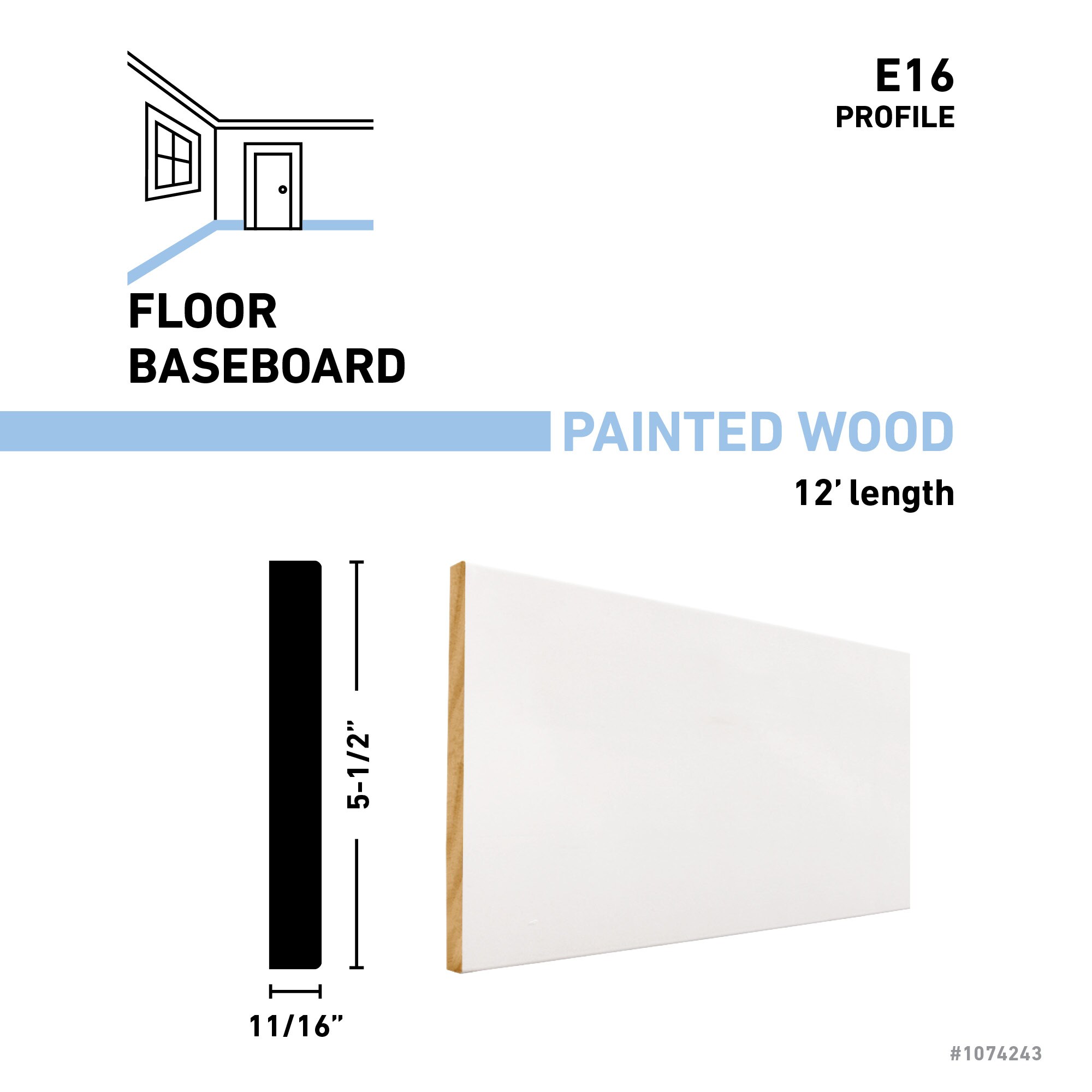 allen + roth E16 12 FJPWH Baseboard-Moulding - View #3