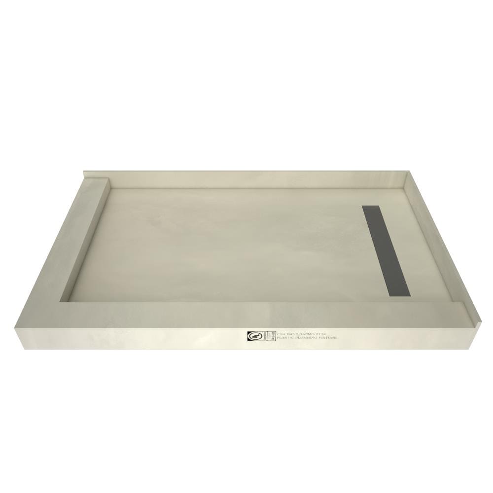 Tile Redi RT3048RDL-PVC-TBN 30-in W x 48-in L x 5.75-in H Made For Tile Rectangle Shower Pan Base (Right Drain)