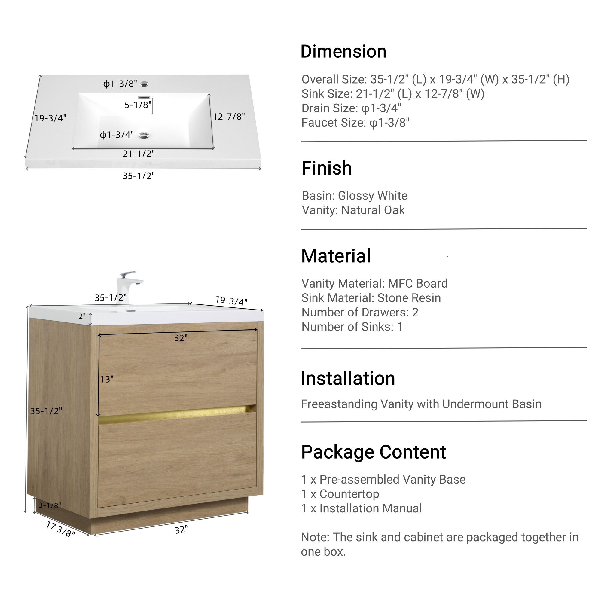 CASAINC WF-JMJ-BCB 1330 WH Bath-Vanity-Combo - View #6