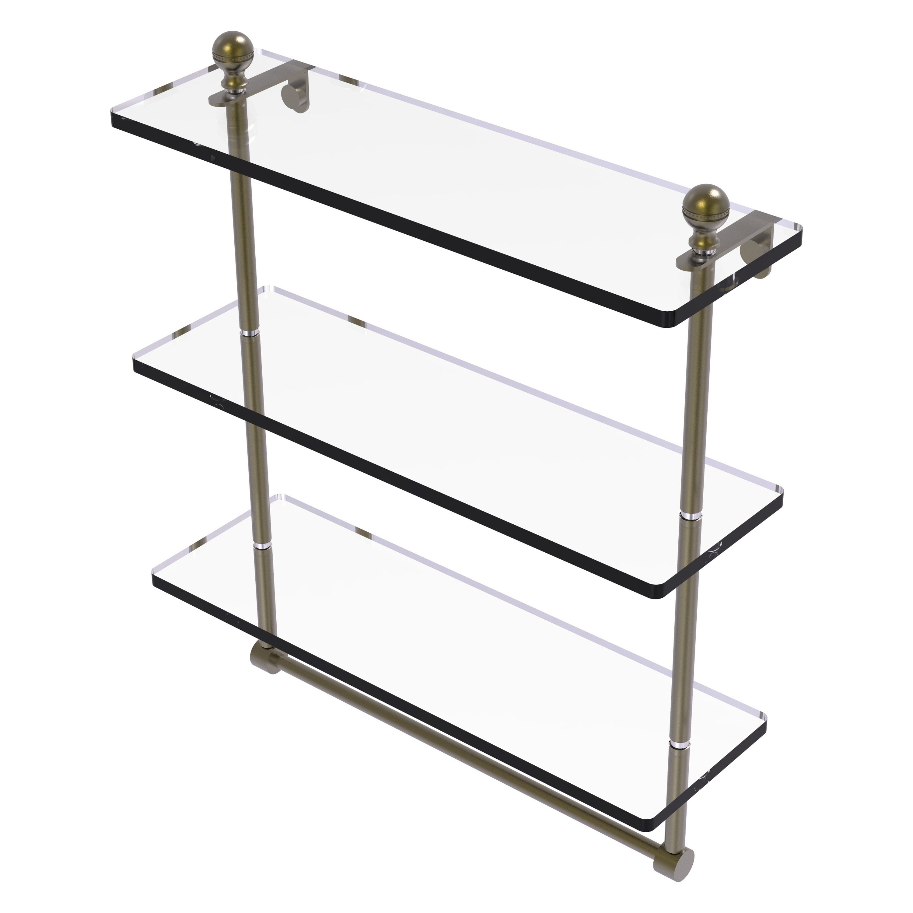 Allied Brass MA-5/16TB-ABR Mambo Antique Brass 3 -Tier Wall mount Bathroom Shelf ( 16-in x 18-in x 5-in )