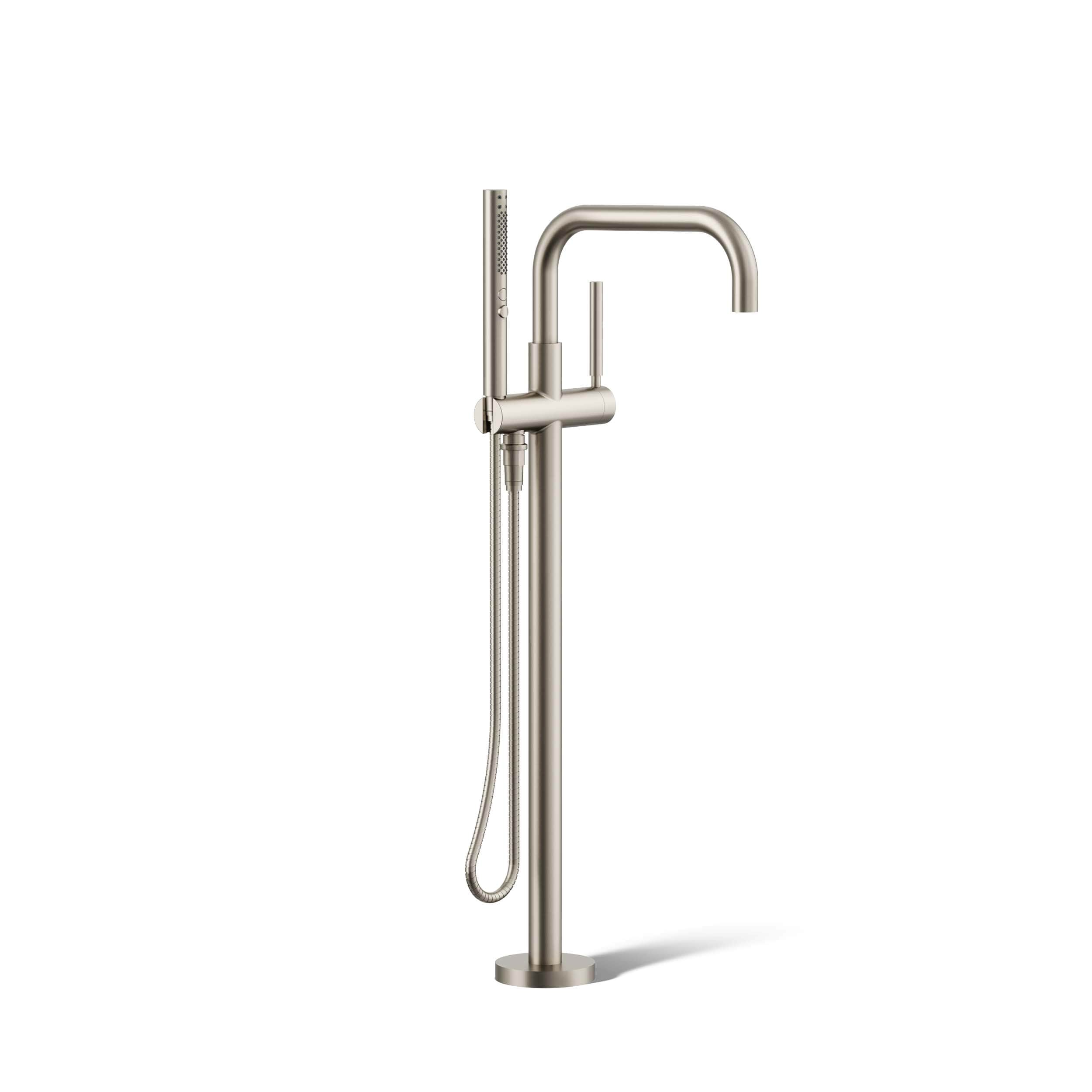 KOHLER T97328-4-BN Purist Vibrant Brushed Nickel 1-handle Deck-mount Roman High-arc Bathtub Faucet with Hand Shower