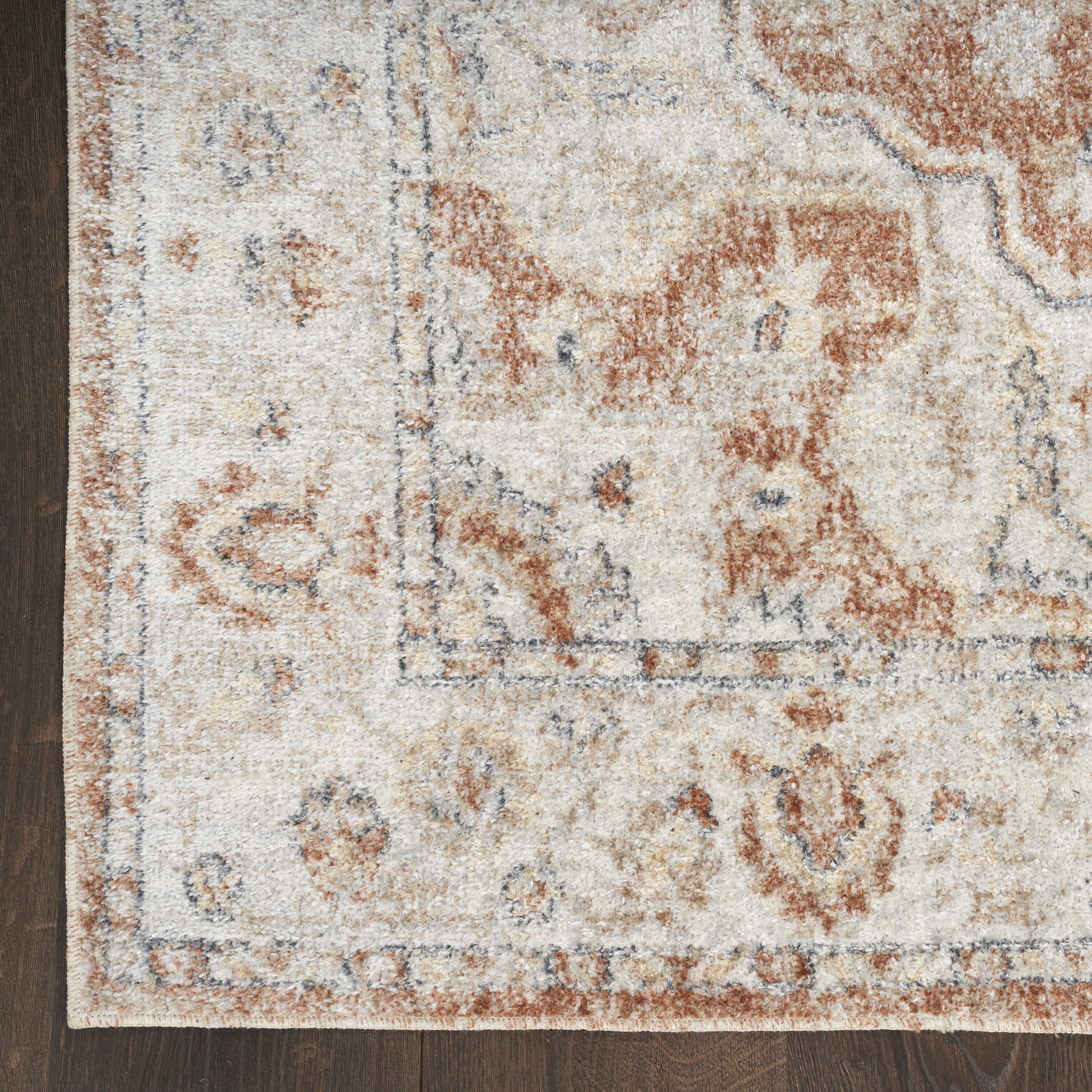 Gold Multicolor Flat Woven Synthetic Medallion Runner Rug