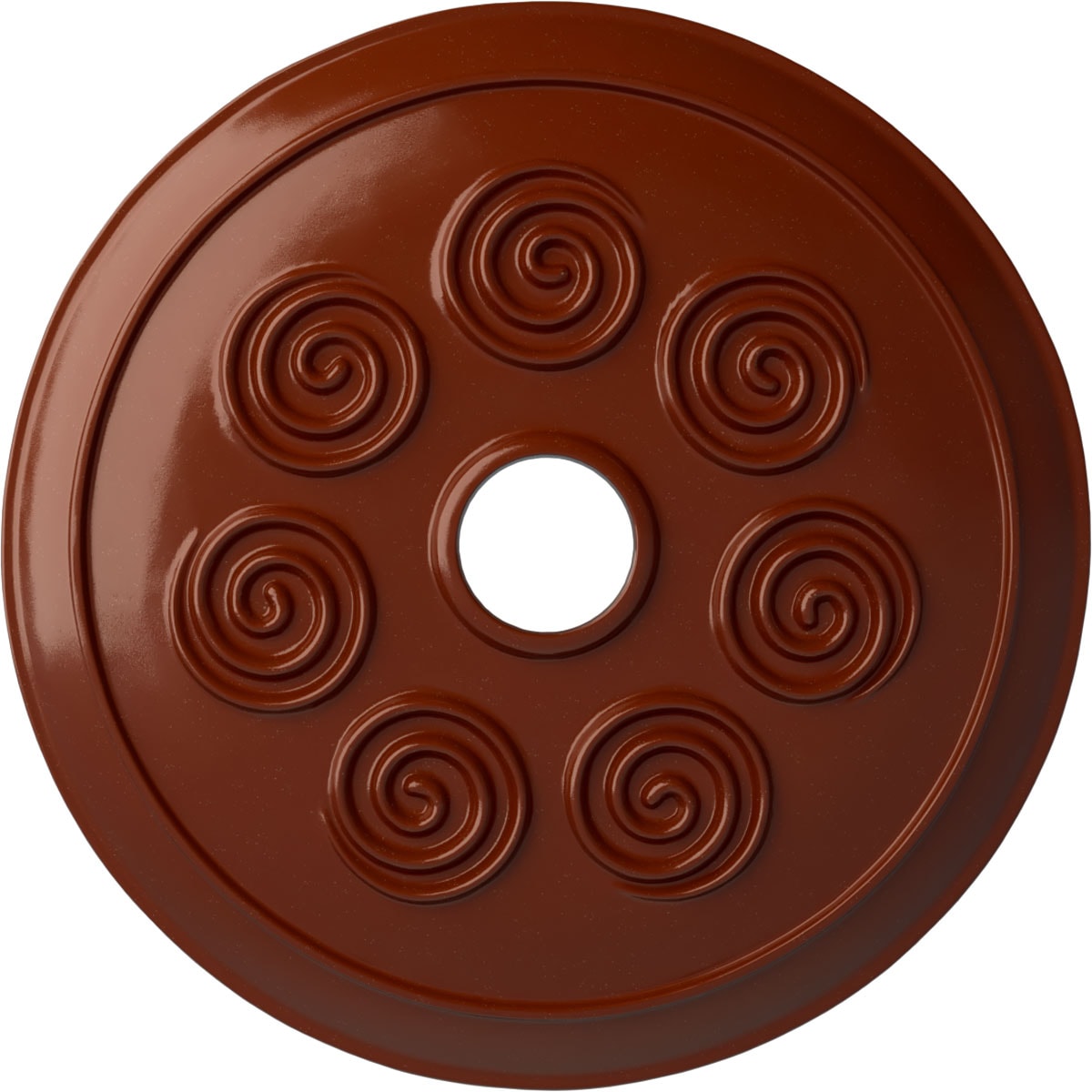 Ekena Millwork CM25SPFIF Spiral 25.25-in W x 25.25-in L Painted Firebrick Polyurethane Whole Ceiling Medallion