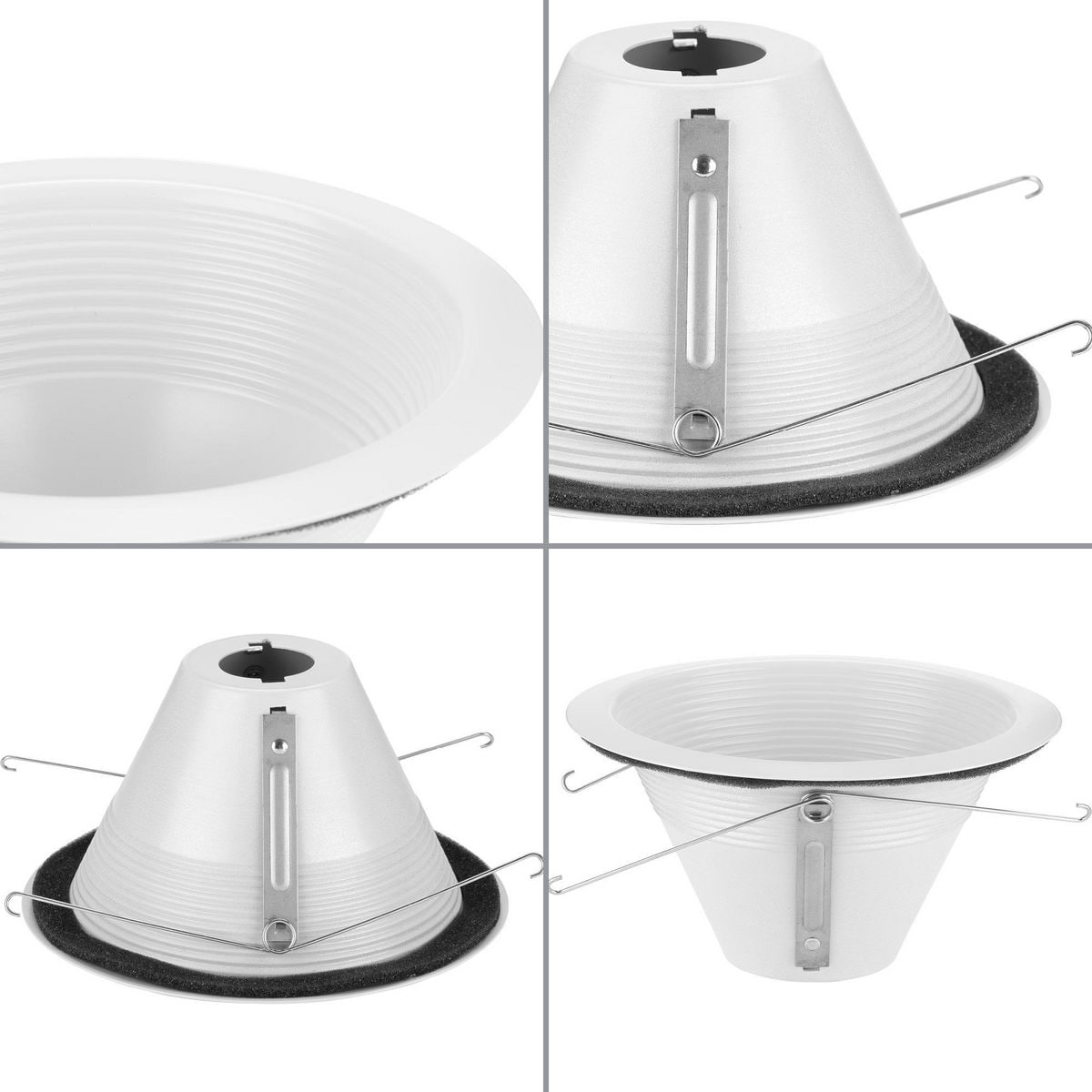 6" Satin White Aluminum Recessed Step Baffle Trim