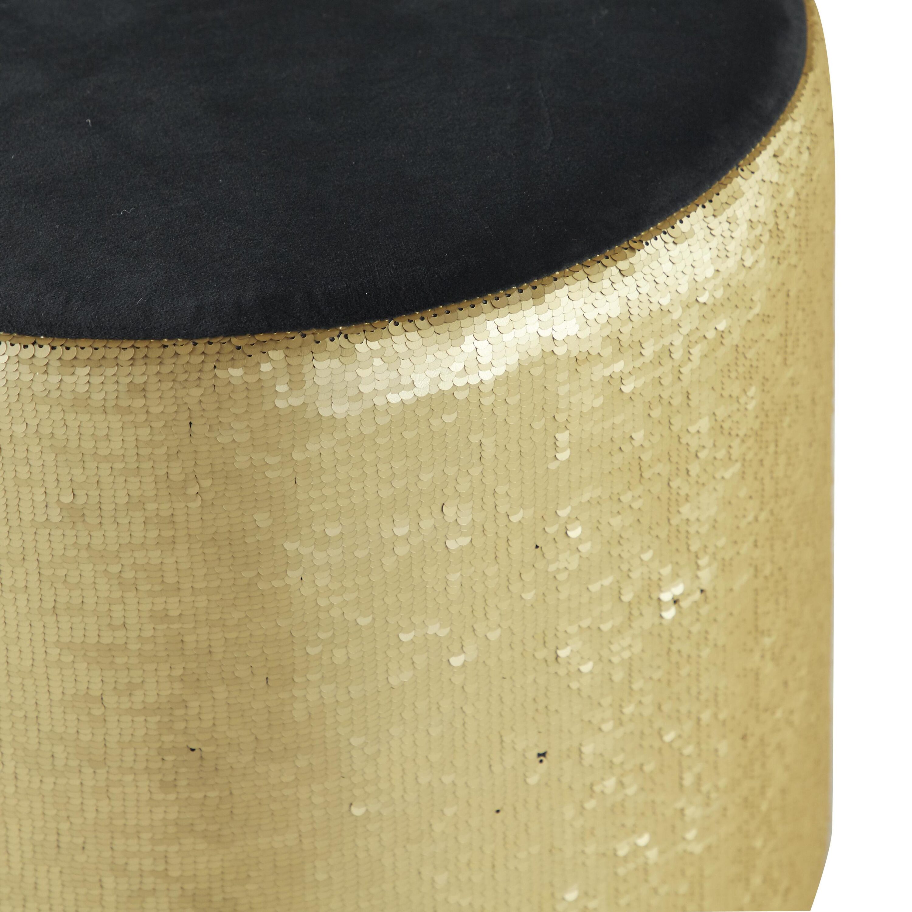 Elegant Gold and Black Sequined 18'' Round Contemporary Stool