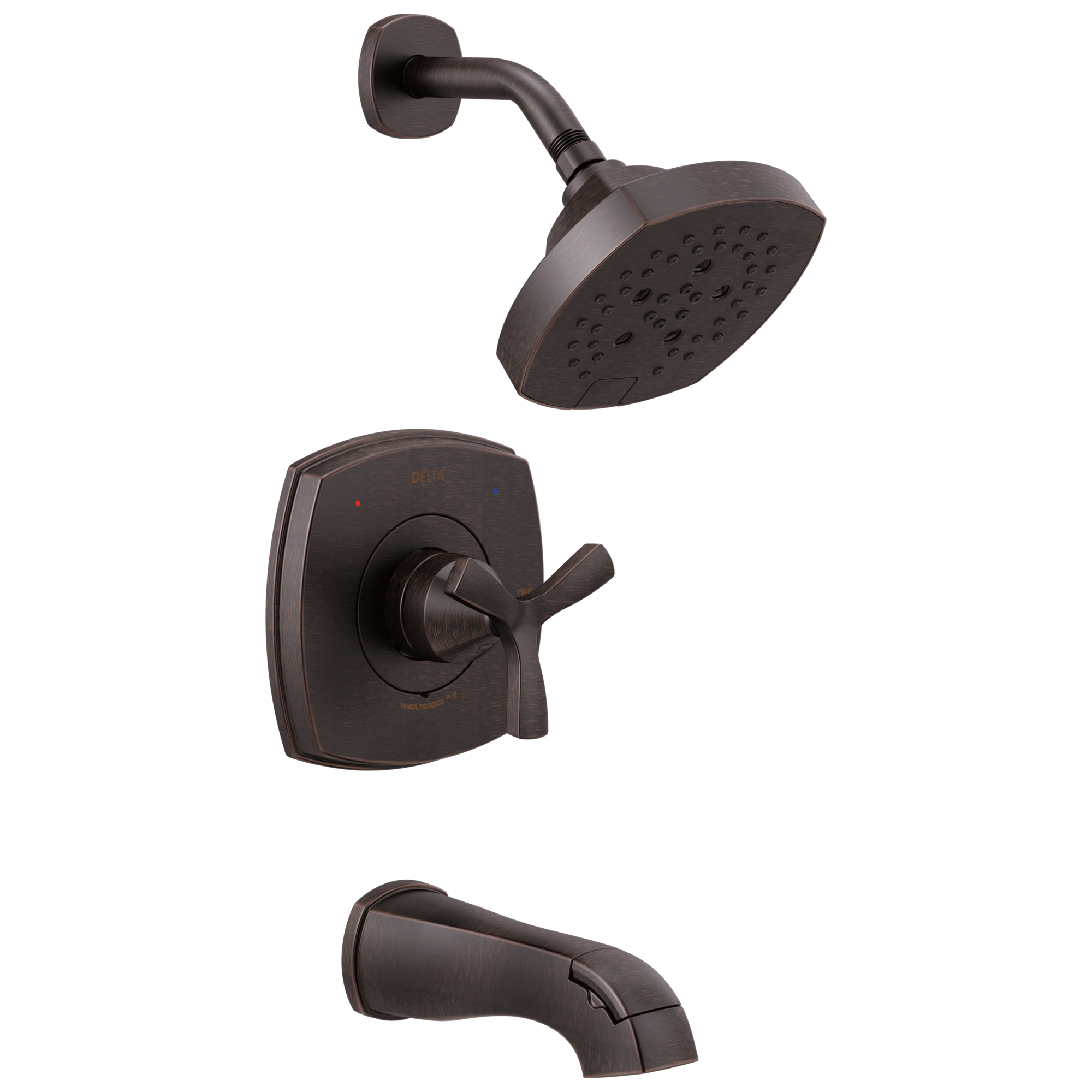 Delta T144766-RB Stryke Venetian Bronze 1-handle Multi-function 6-Inches Round Bathtub and shower Faucet with Valve