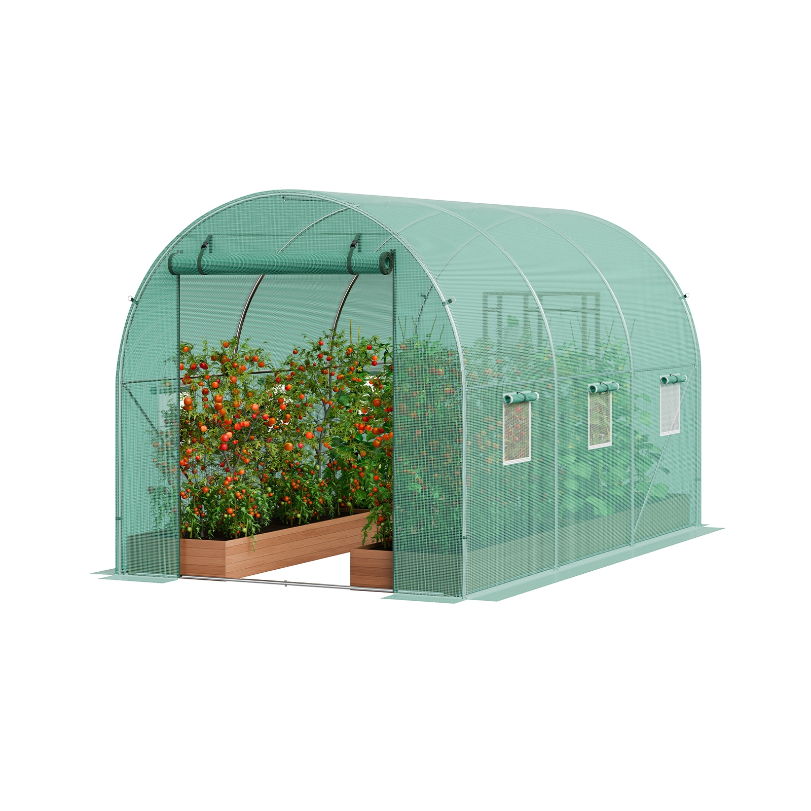 VEVOR Walk-in Tunnel Greenhouse 9.6-ft L x 6.4-ft W x 6.2-ft H Green Greenhouse Kit