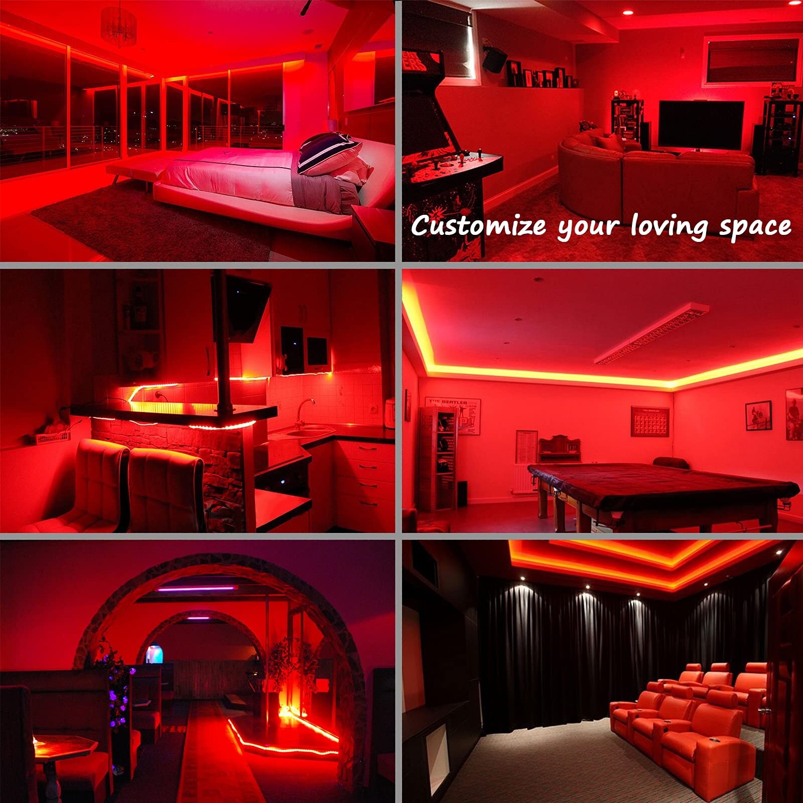 Adrinfly Red Rope Light 1 Roll 16.4ft 150 LED Waterproof Flat PVC ...