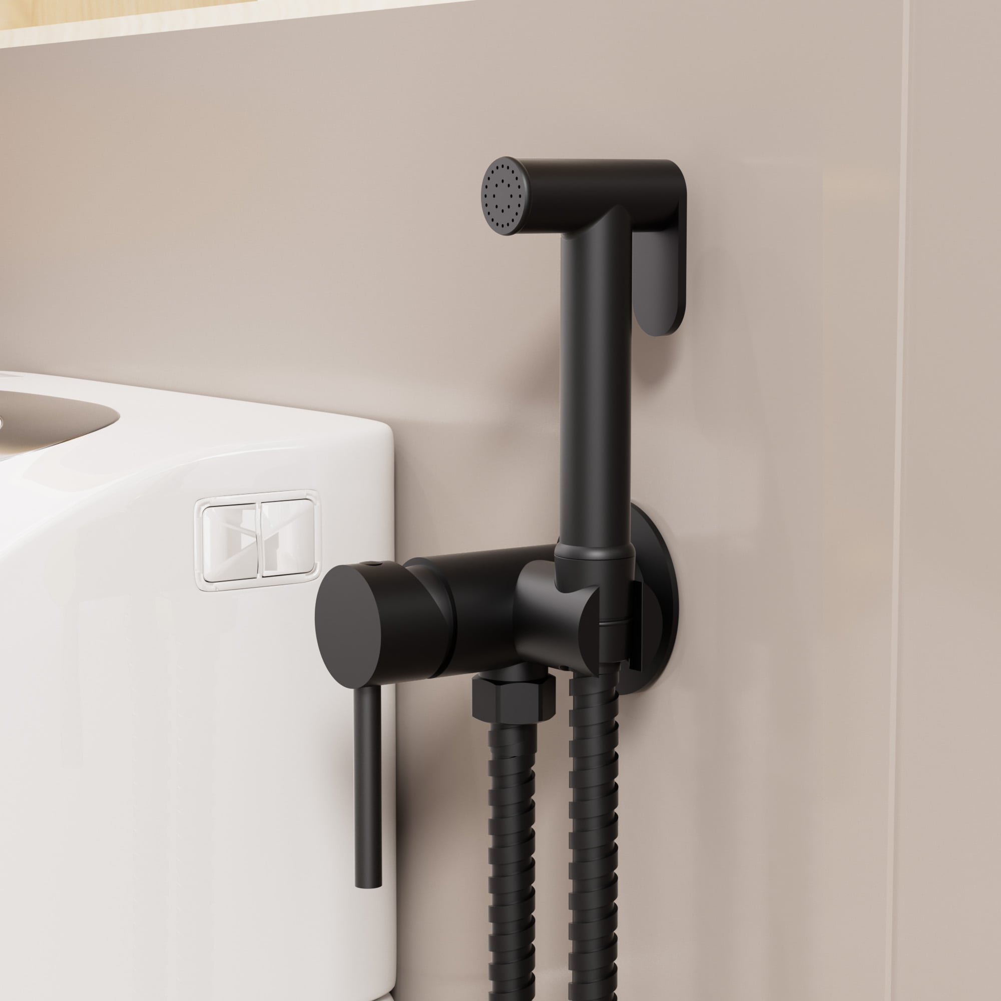 YAWWALK Matte Black Wall Mounted Bidet Sprayer Adjustable Water Pressure with 1.2 m EPDM Hose