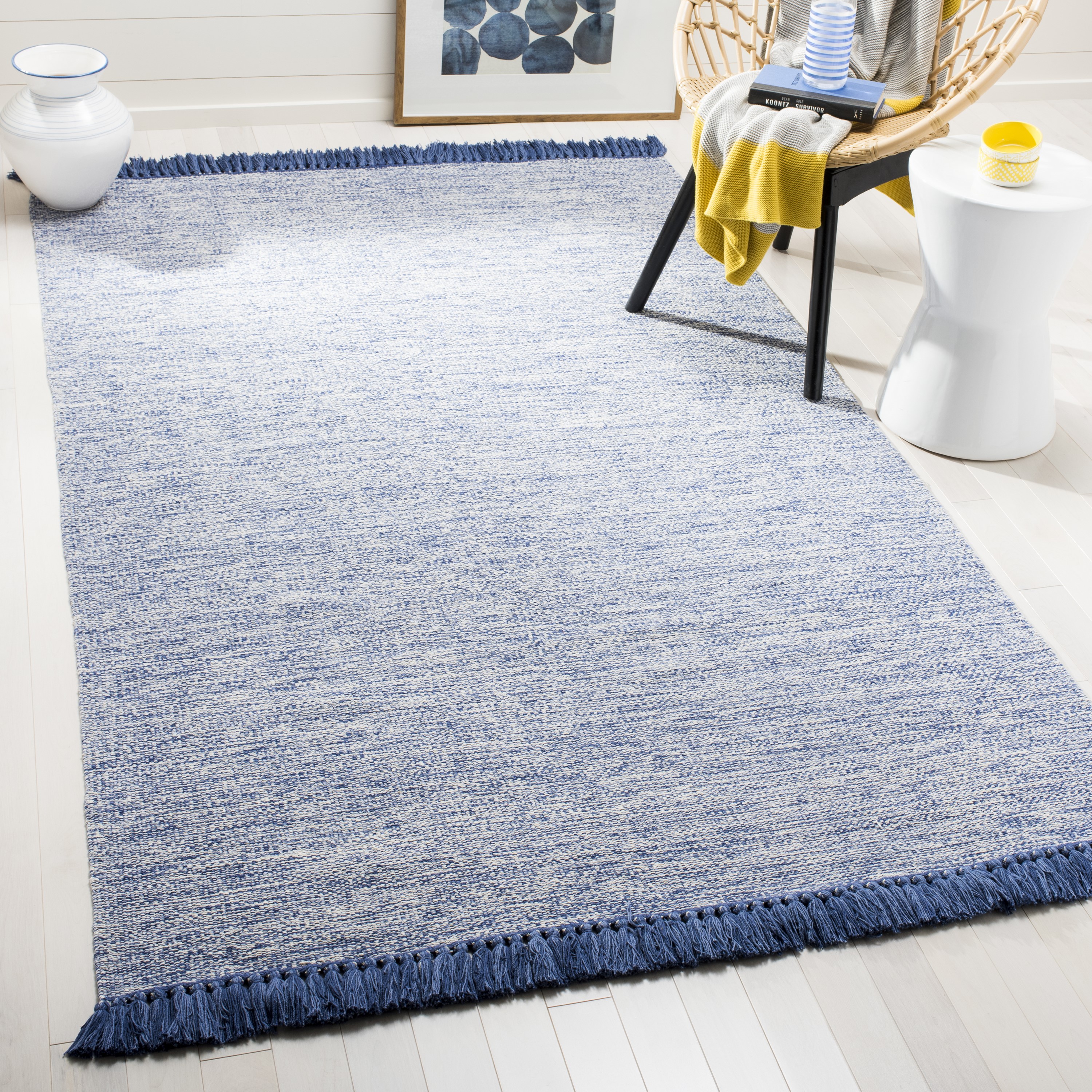 Safavieh MTK610B-3 Montauk Alki 3 x 5 (ft) Cotton Blue Rectangular Indoor Coastal Throw rug