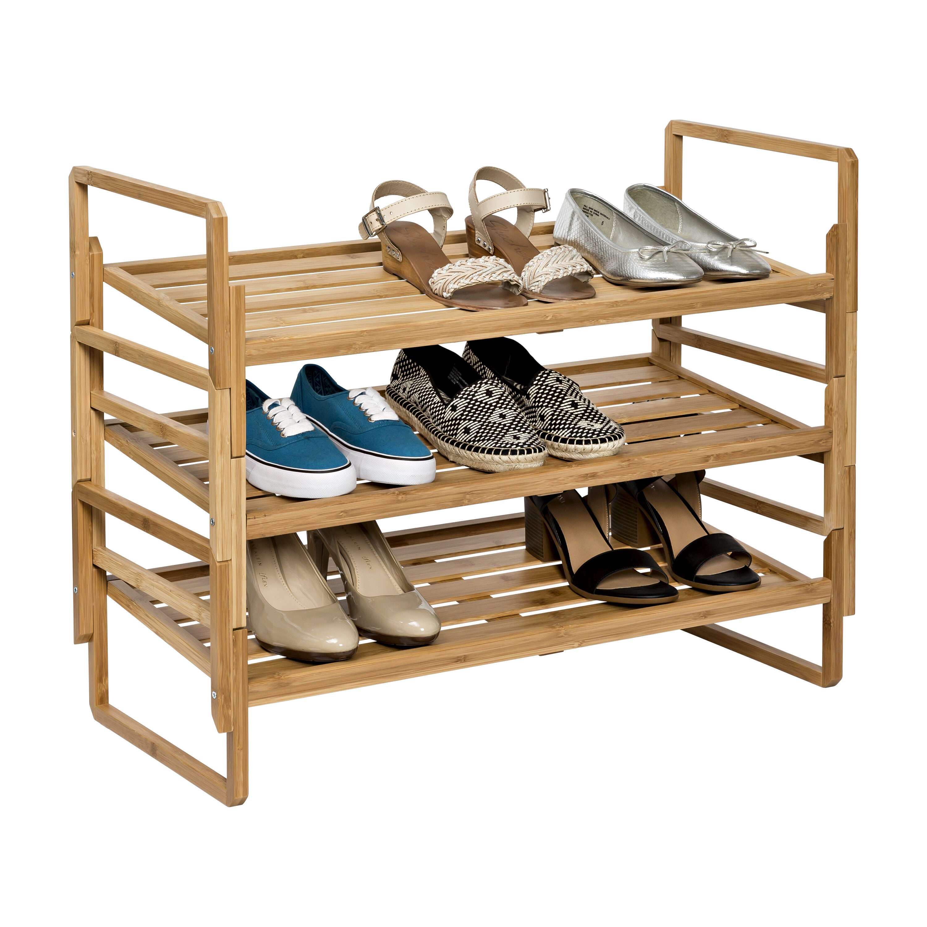 Honey Can Do Bamboo & Canvas 2 Tier Collapsible Shelves