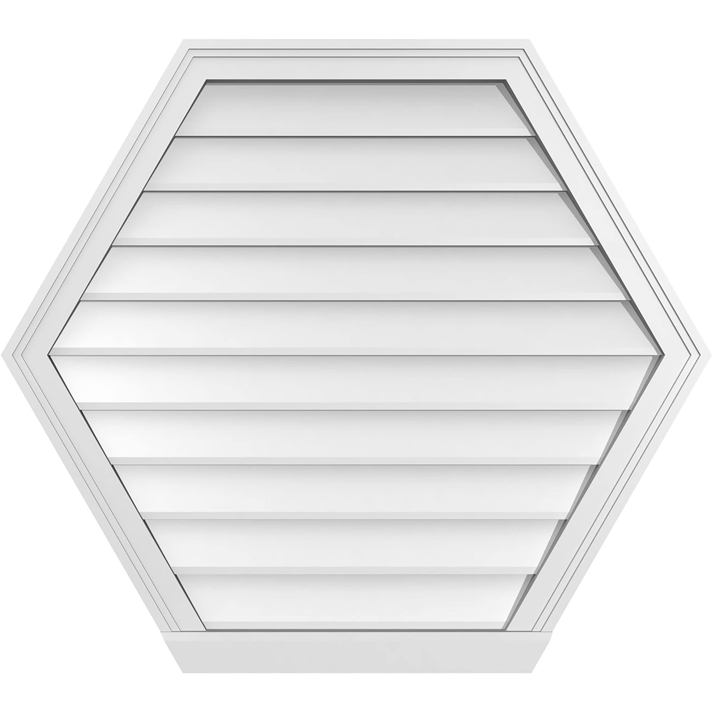 Ekena Millwork GVPHP36X3203SN 36-Inches x 32-Inches Off-white Peaked PVC Gable Louver Vent