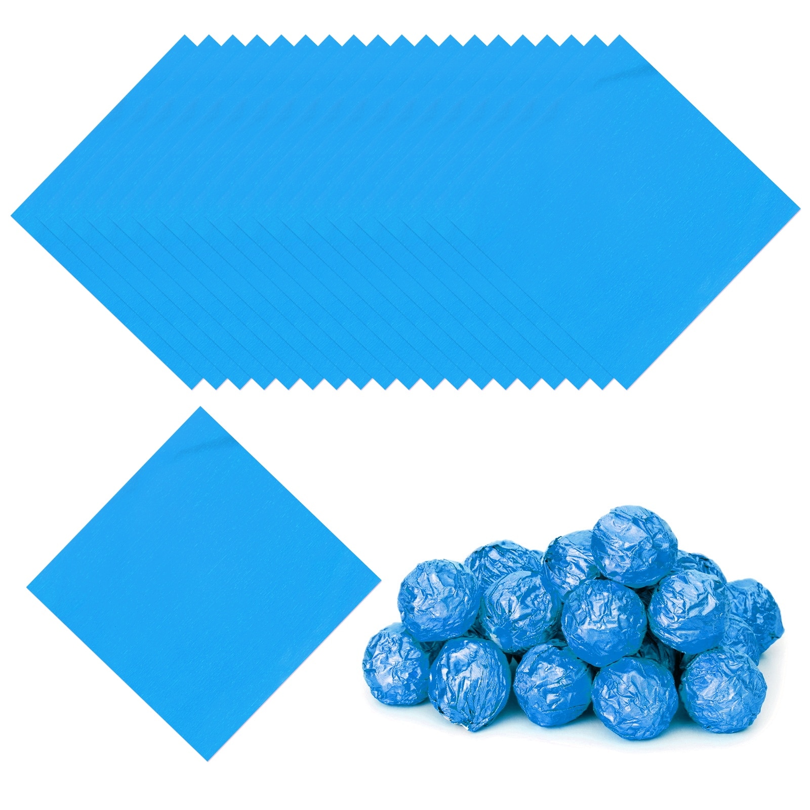 PATIKIL Foil Candy Wrappers 4x4inch 200pcs Square Glossy Aluminium Foil Candy Wrapping Paper for DIY Chocolate Candies Packaging Decoration Blue #S26042200UX3825