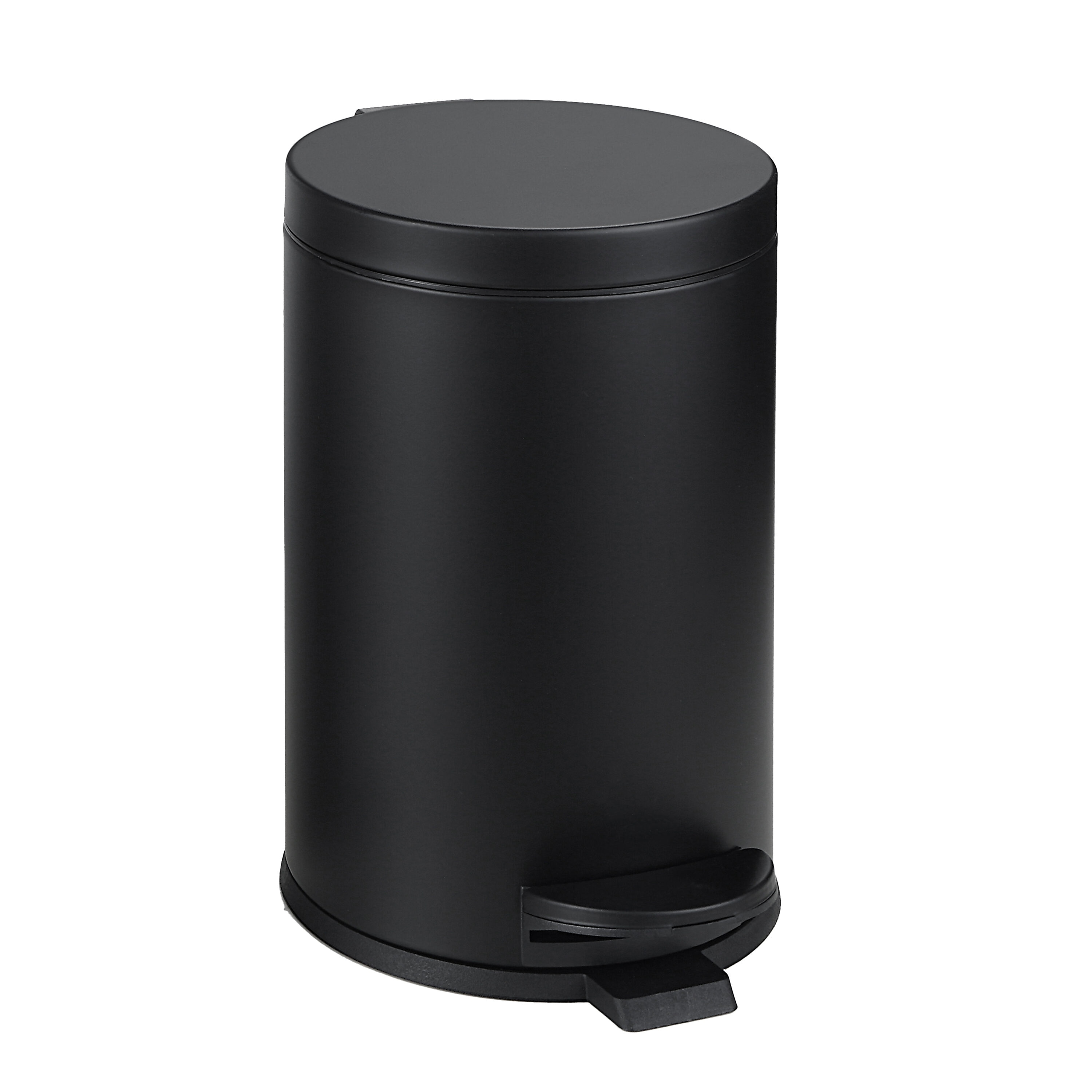 SunnyPoint 4.5 Liter Small Round Step On Trash Can with Plastic Inner Bucket for Bathroom Office Kitchen and Bedroom Color Black