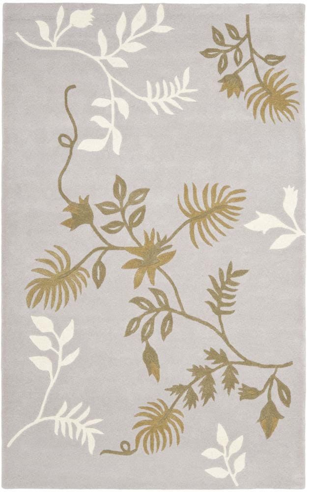 Safavieh SOH313B-5 Soho Fernesh 5 x 8 (ft) Tufted Wool Light Gray Rectangular Indoor Floral/Botanical Area rug