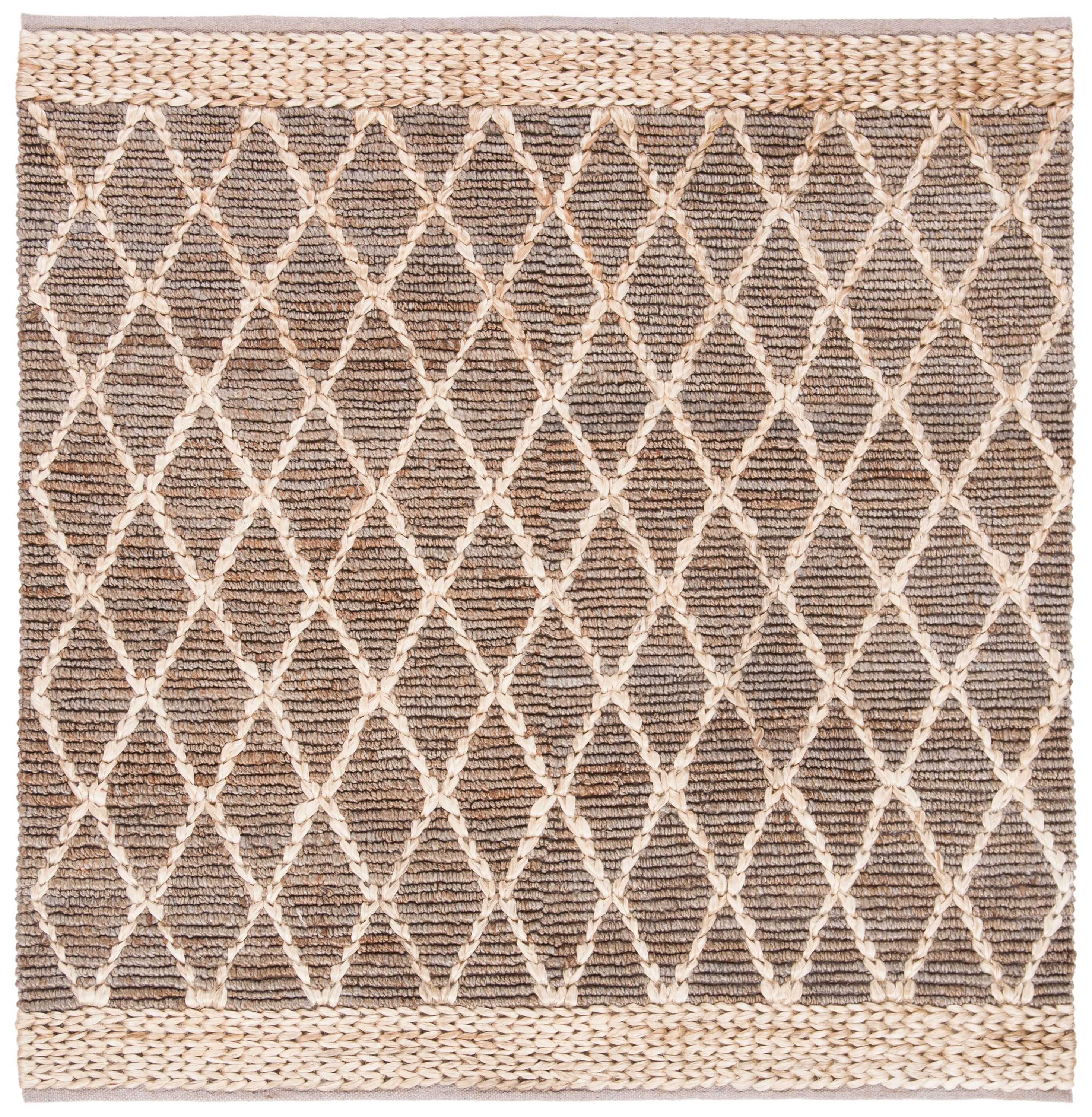 Safavieh NF951F-6SQ Natural Fiber Velo 6 x 6 (ft) Loomed Jute Natural/Gray Square Indoor Trellis Farmhouse/Cottage Area rug