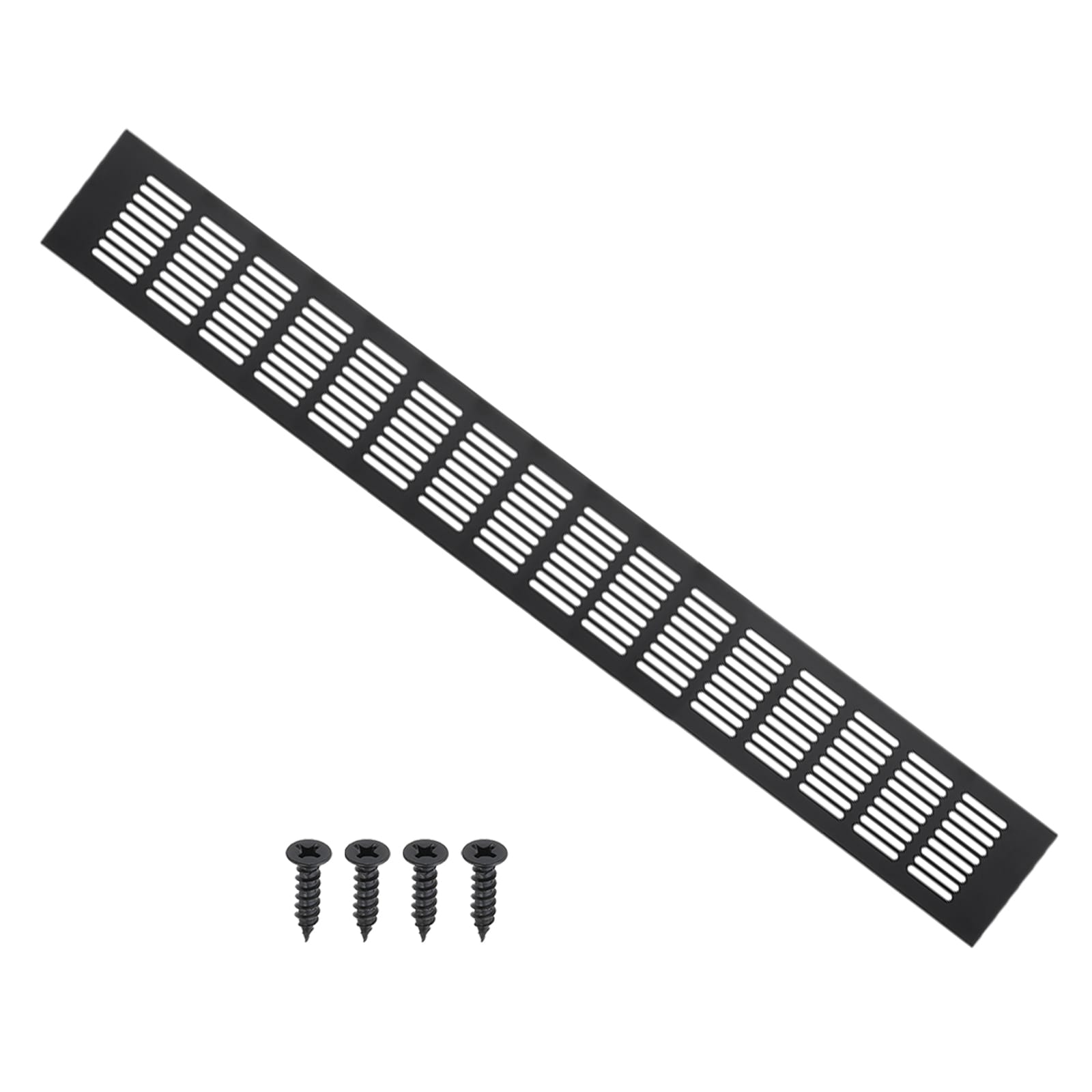 PATIKIL 23.6 x 3.2 Inch Door Air Vent Cover Aluminum Grille Ventilation Cover Louvered with Mounting Screws for Cabinet Wardrobe Door Black #S26041500UX4902