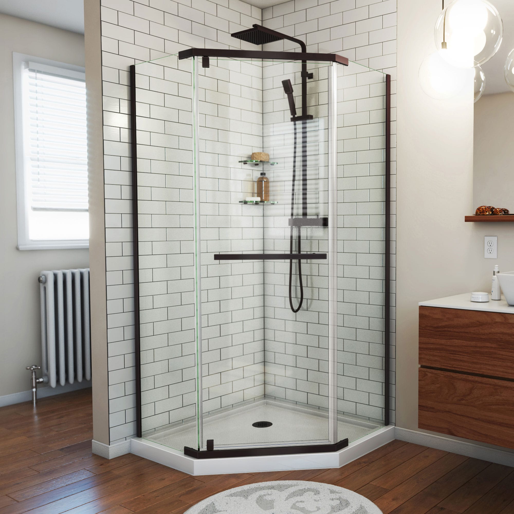 Hexa Series Premium Acrylic Bathroom Corner Shelf Super Clear