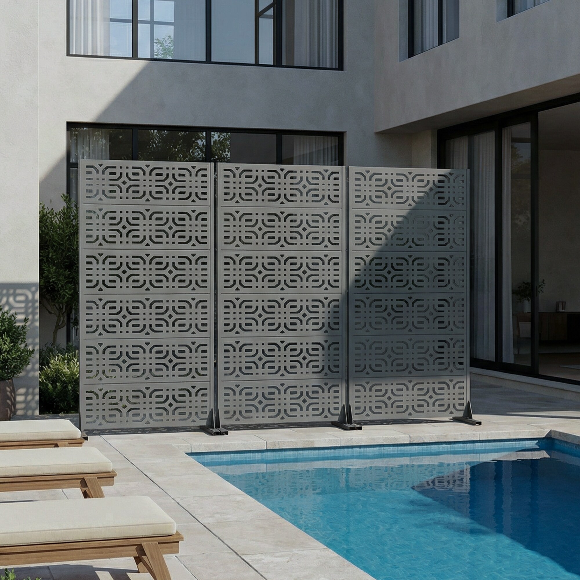 Misty Moon Gray Galvanized Metal Rectangle Screen Panels Outdoor ...