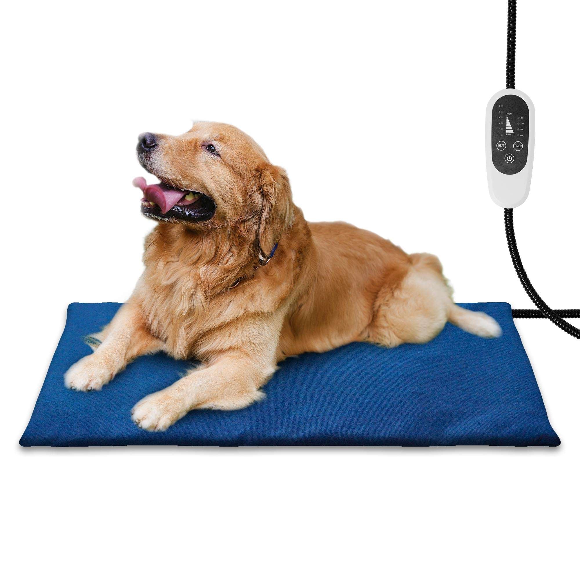 G128 Rectangular Blue Polyester Heated Dog Cat Bed (Large) 35.43-in L x 23.62-in W
