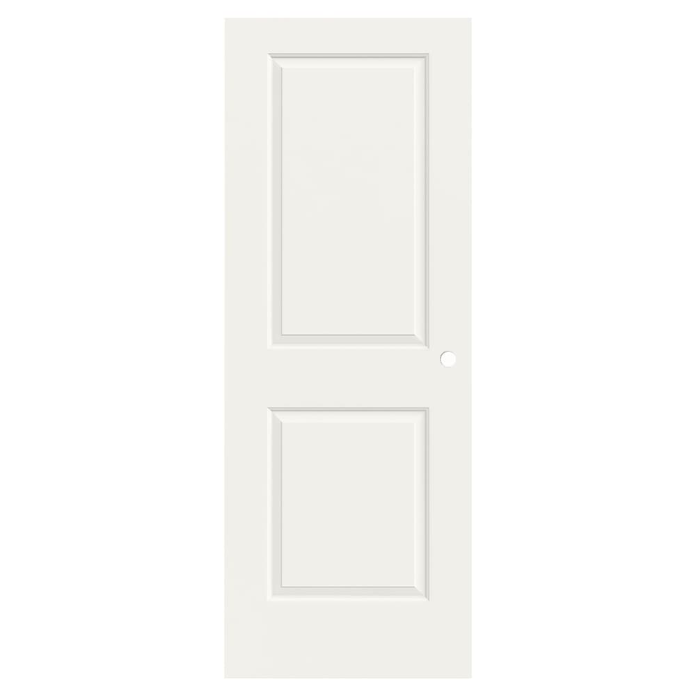 Carrara 28-in x 80-in White 2-panel Square Smooth Hollow Core Prefinished Molded Composite Slab Door with Lockset Bore | - JELD-WEN JWPRO225700384