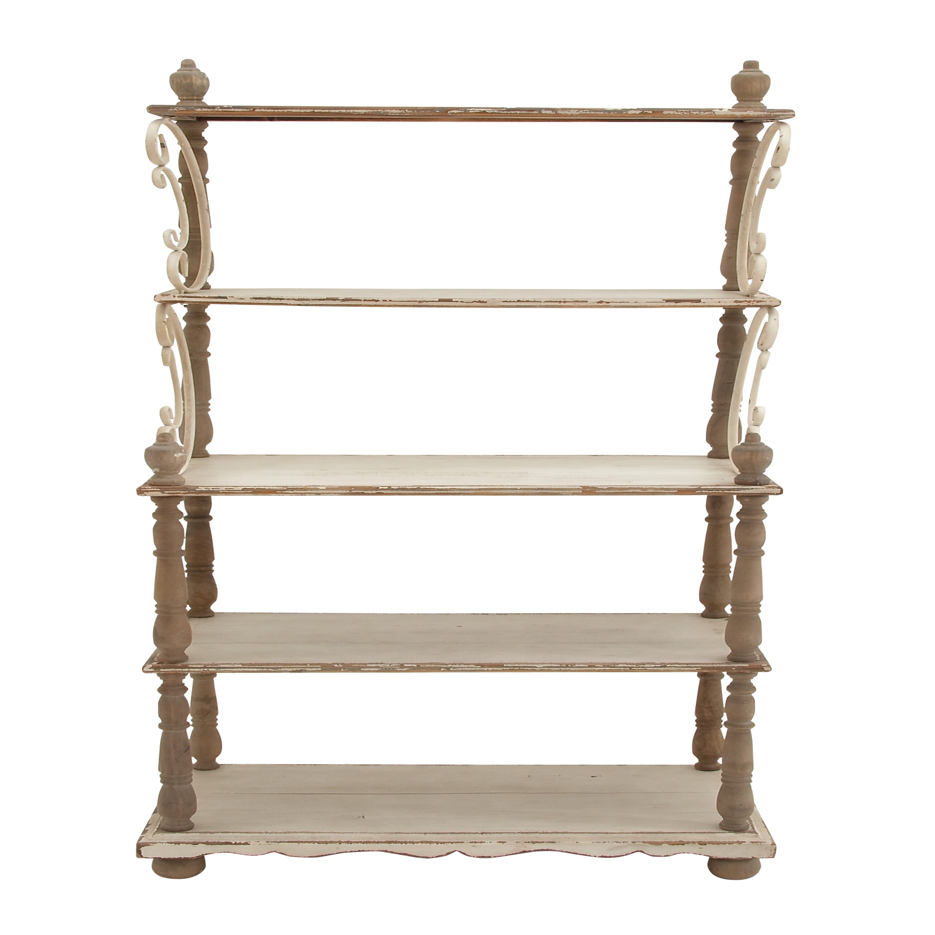 75" White and Brown Wood 5-Tier Farmhouse Baker's Rack