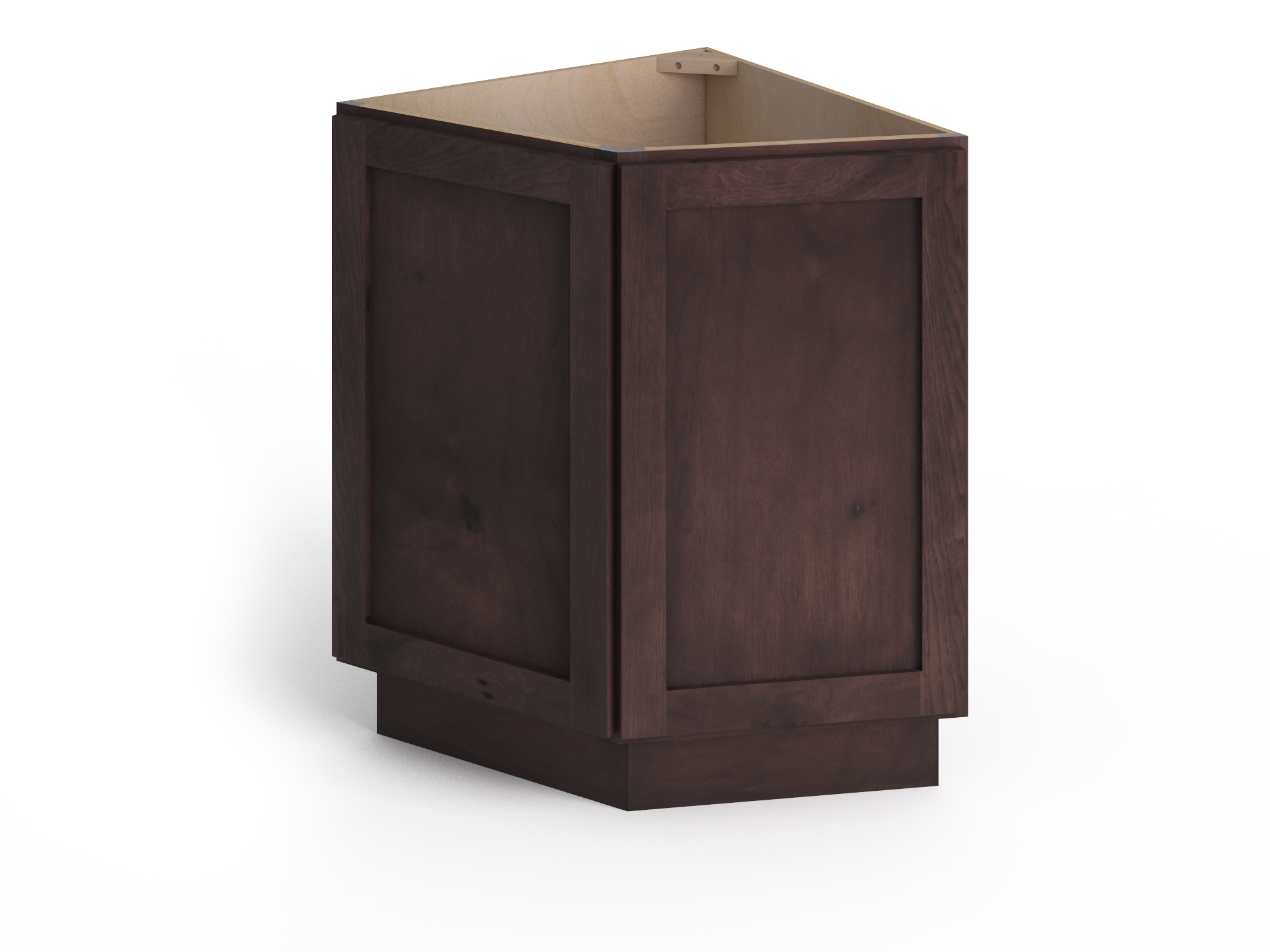 Valleywood Cabinetry 24-in W x 34.5-in H x 24-in D Rustic Hickory Diagonal Corner Base Ready To Assemble Plywood Cabinet (Flat Panel Shaker Style)