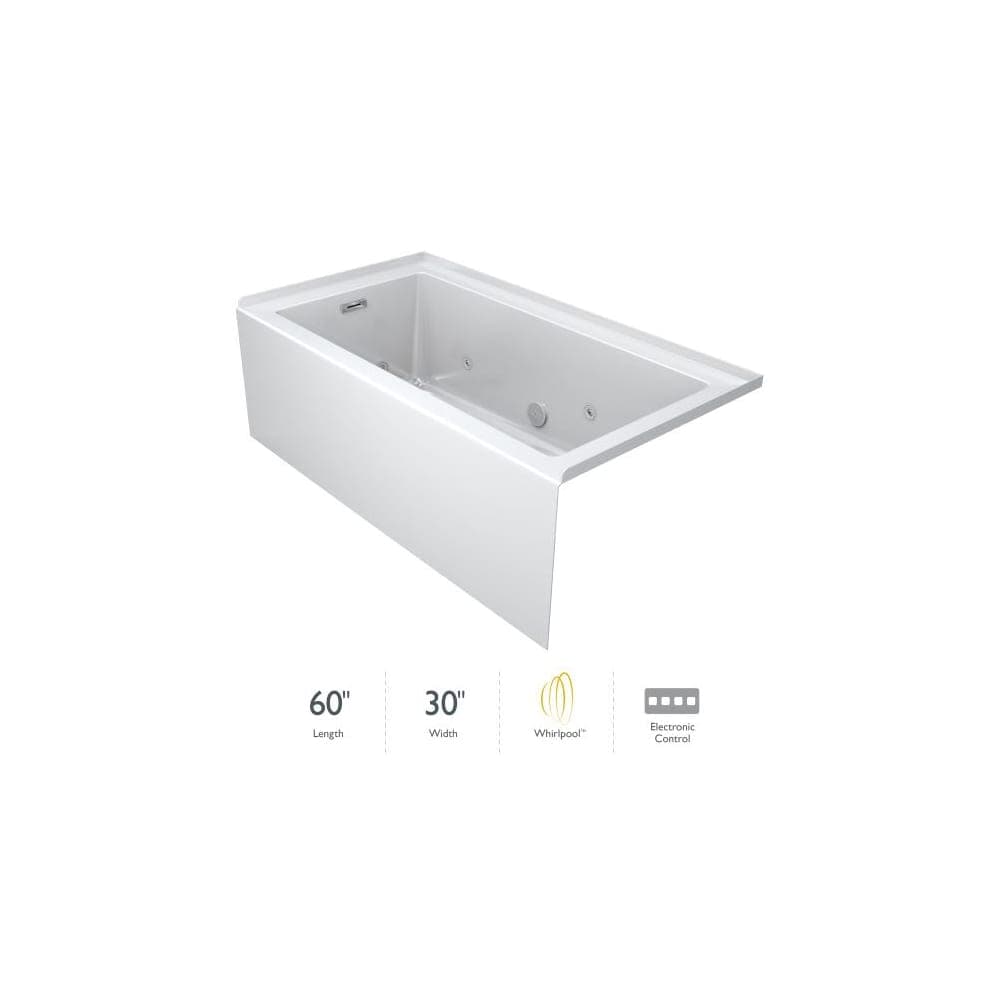 Jacuzzi  LNS6030WLR2XX Linea 60 Inch x 30 Inch Acrylic Whirlpool Bathtub for Three Wall Alcove Installation with Left Drain