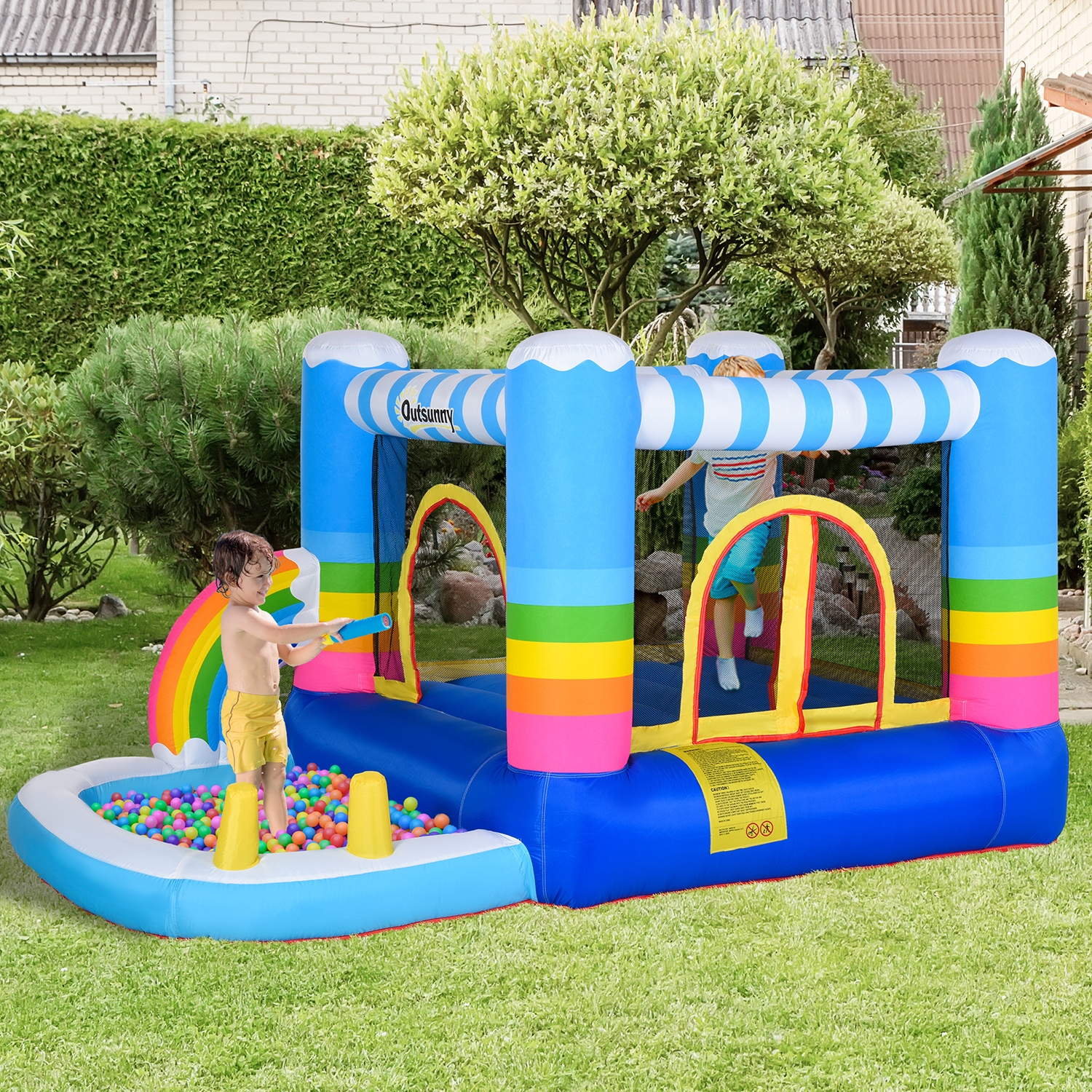  Intex Inflatable Jump-O-Lene Indoor or Outdoor Kids Playhouse  Trampoline Bounce Castle House with 120V Electric Quick Fill Air Pump :  Toys & Games