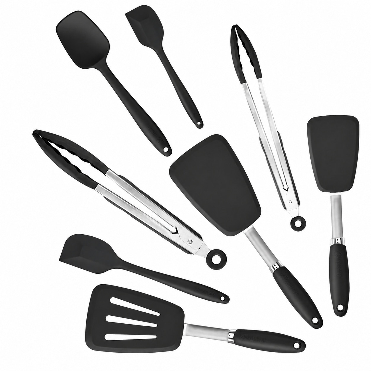 Aoibox  5 Piece Silicone Spatula and Turner Set with High Heat Resistant Scrapers for Cooking Mixing Baking Black