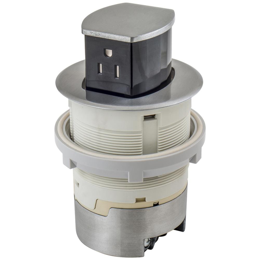 Hubbell RCT200ALU Bryant 15 -Amp 125-volt Tamper Resistant Recessed Pop-Out Residential/Commercial Duplex Outlet , Aluminum