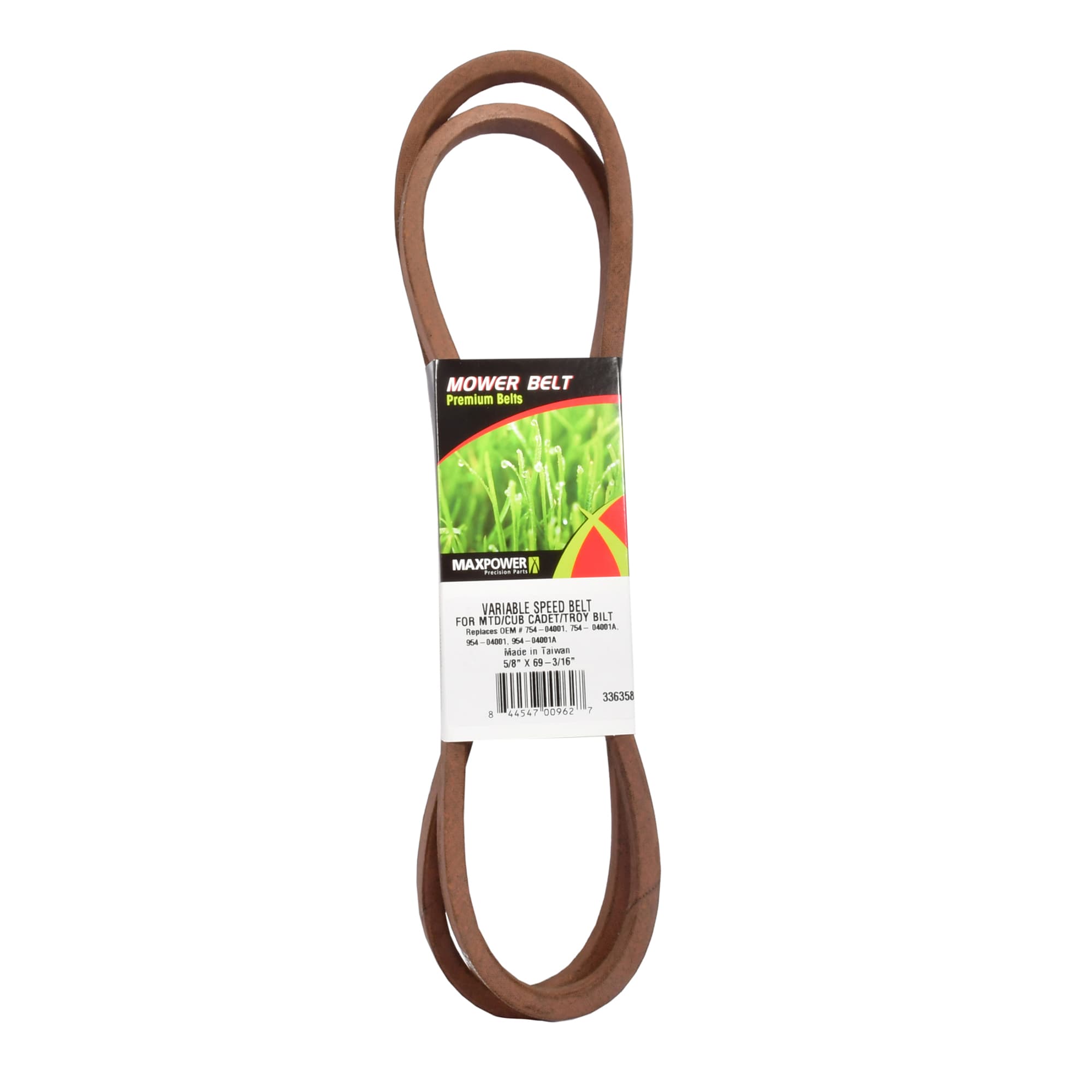 MaxPower 336358 5/8-in x 69.19-in V-belt, Riding Mower/Tractors, Replaces OEM Part Number Replaces Oem Numbers 754-04001 and 954-04001