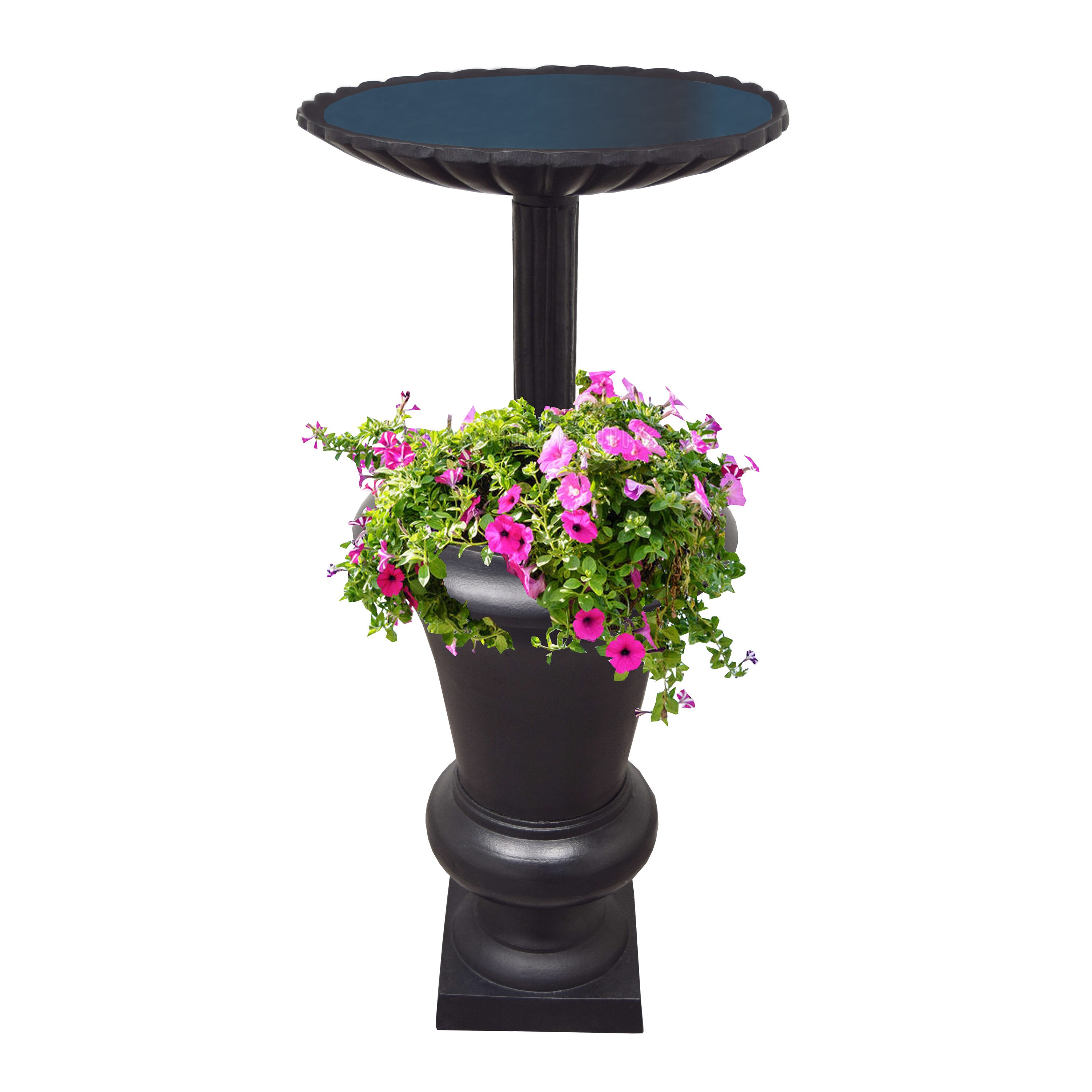 Oakland Living TOBY-BB-PT-BLACK Aluminum Bird Bath 40-in H Black Metal Birdbath planter