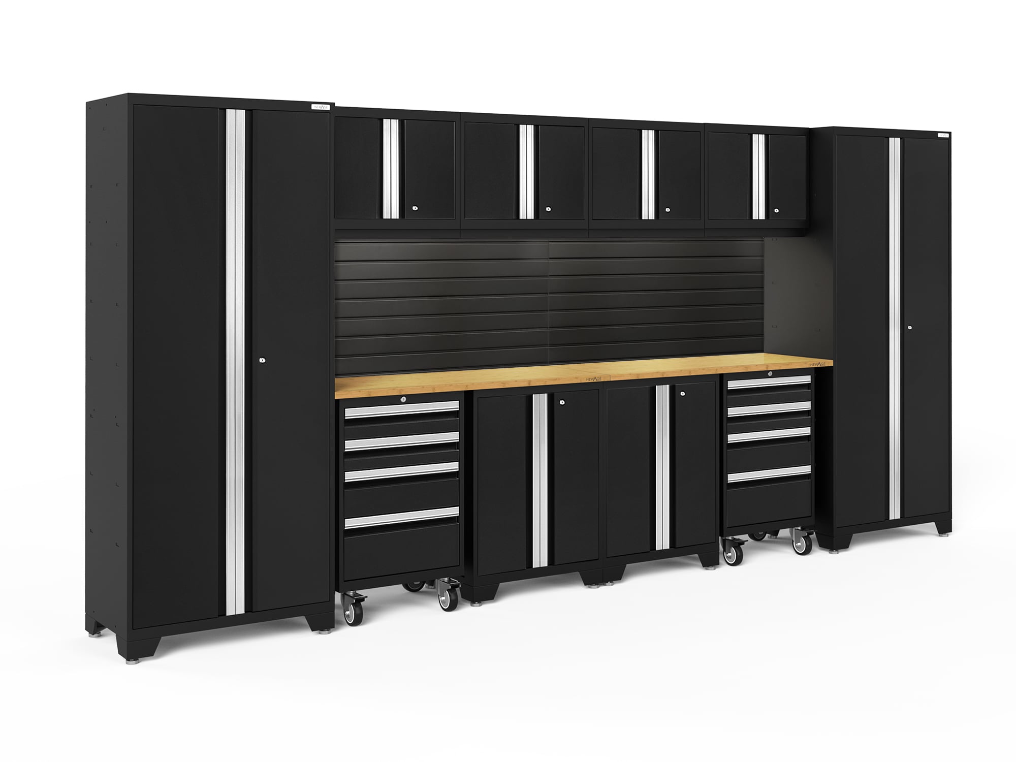 NewAge Products 40458 156-in W x 76.75-in H x 18-in D 10 -Cabinets Steel Black Garage Storage System