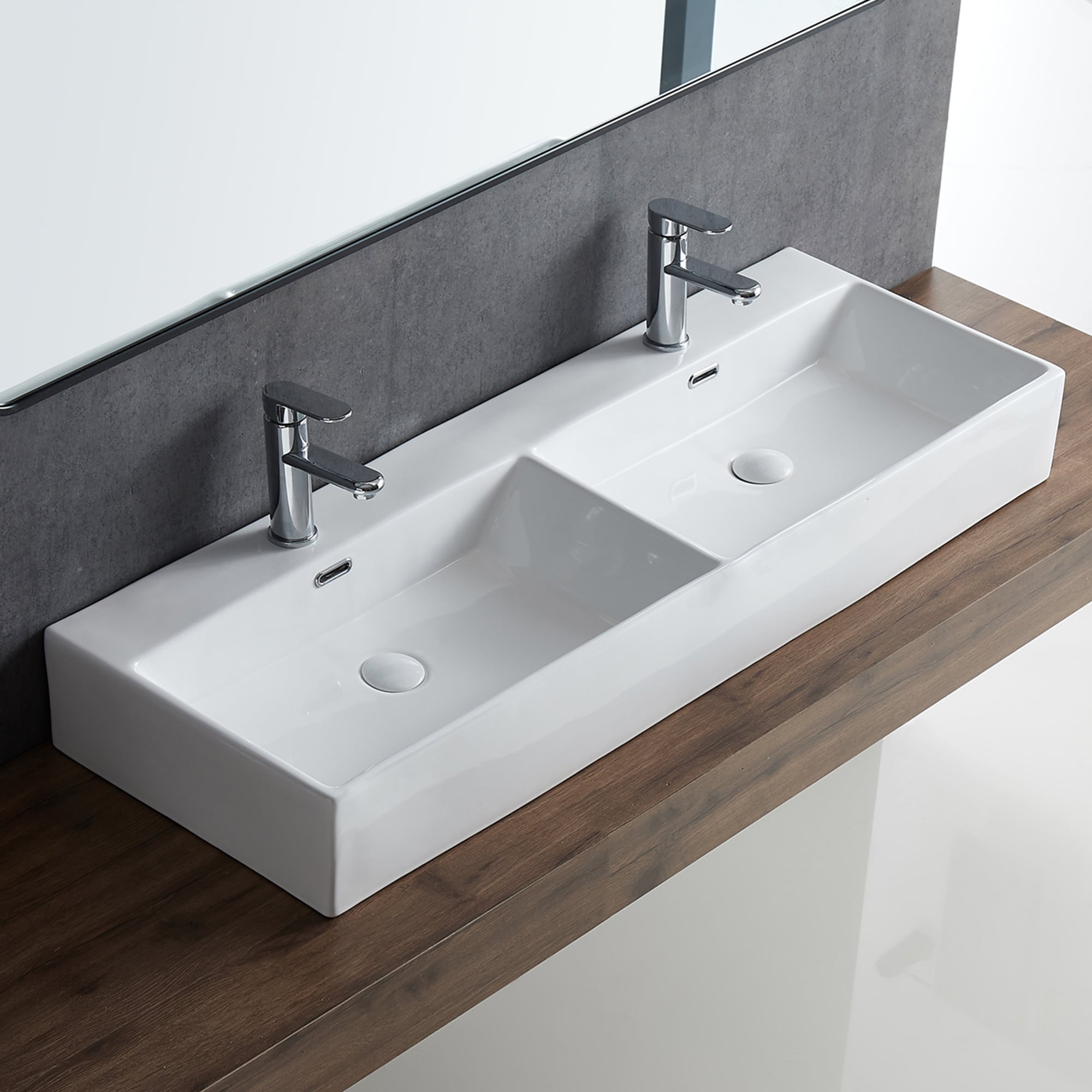 Eridanus ERI-WB-108D Turner Vitreous China 16.5-in Wall-mount Rectangular Trough Modern Crisp White Bathroom Sink