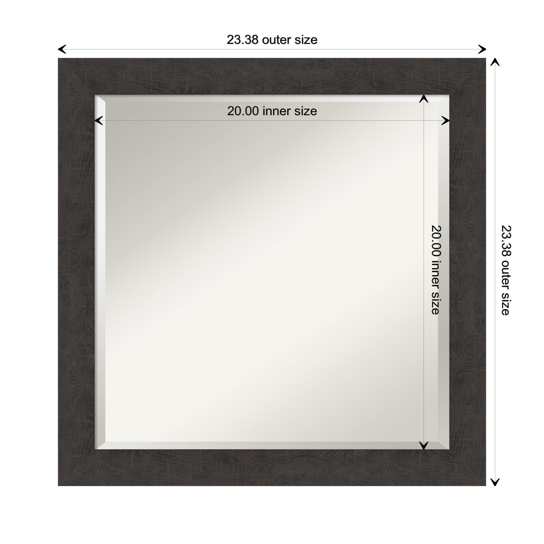 Rustic Plank Espresso Square Woodgrain Wall Mirror 23.38"