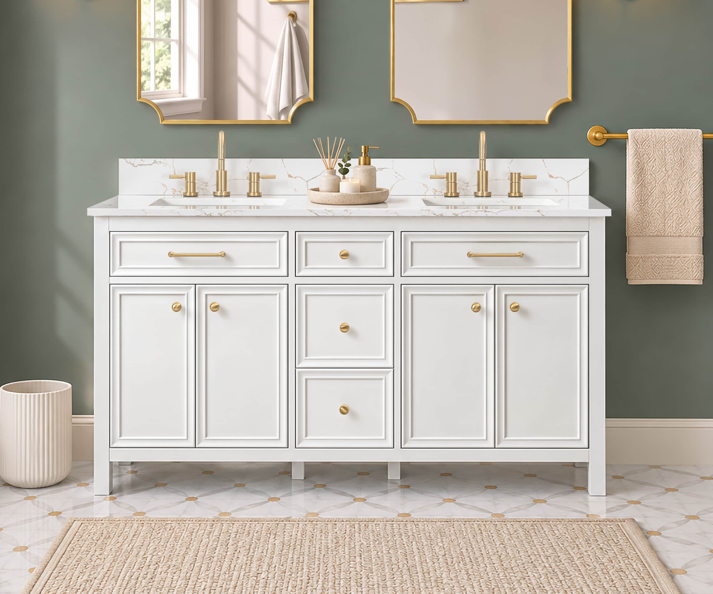 allen + roth Eastwick Undermount Single Sink Bathroom Vanity with White Engineered Stone Top (Fully Assembled)